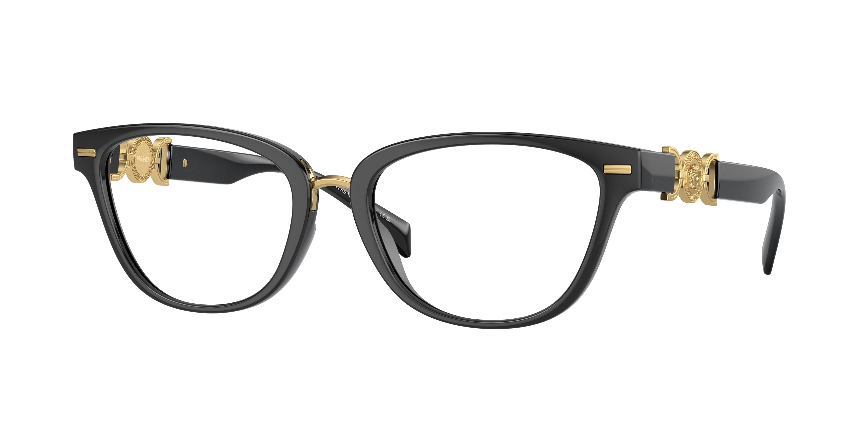 Versace VE3336U Cat Eye Eyeglasses  GB1-Black 54-140-18 - Color Map Black