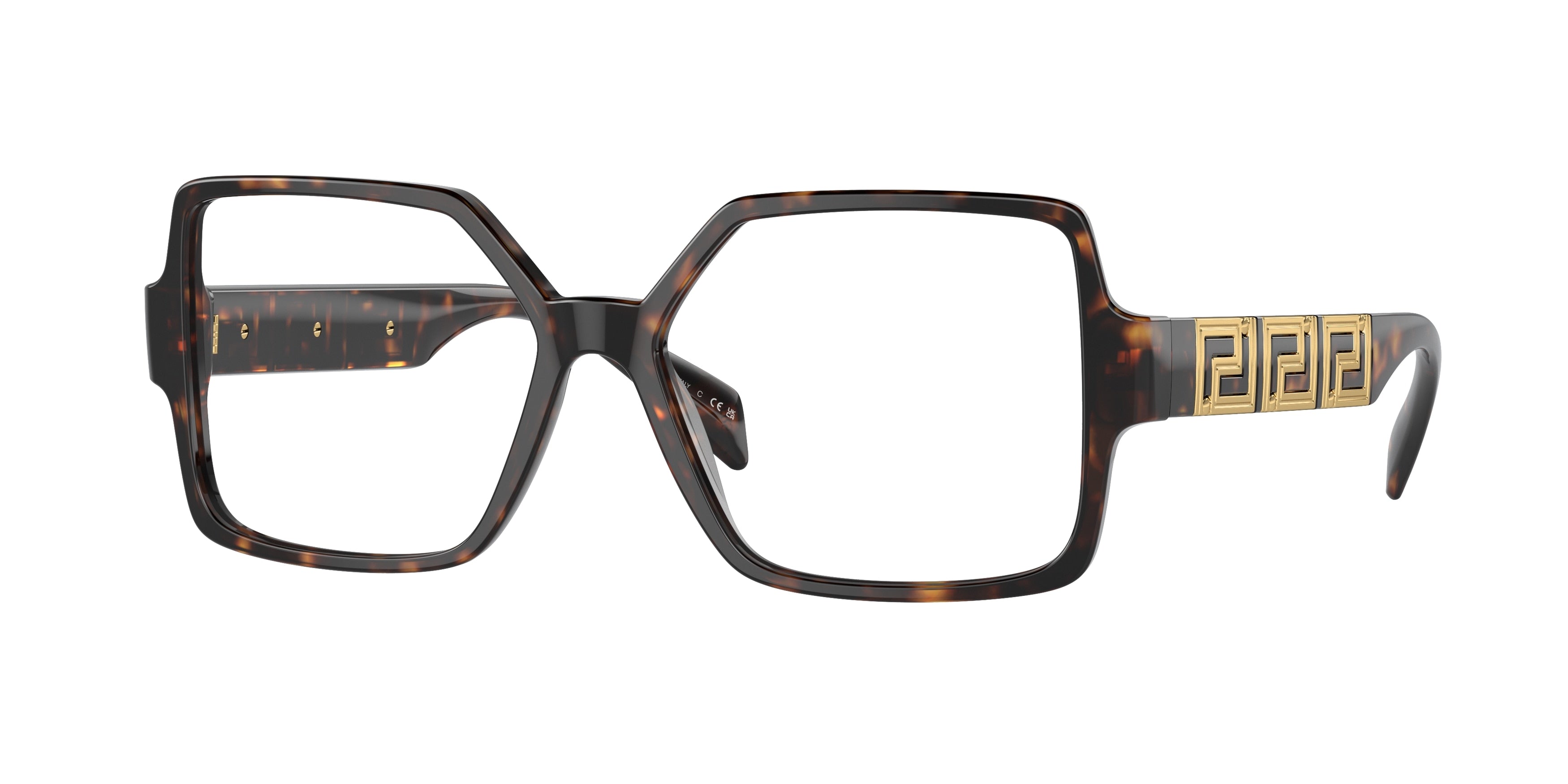 Versace VE3337F Square Eyeglasses  108-Havana 55-140-15 - Color Map Tortoise