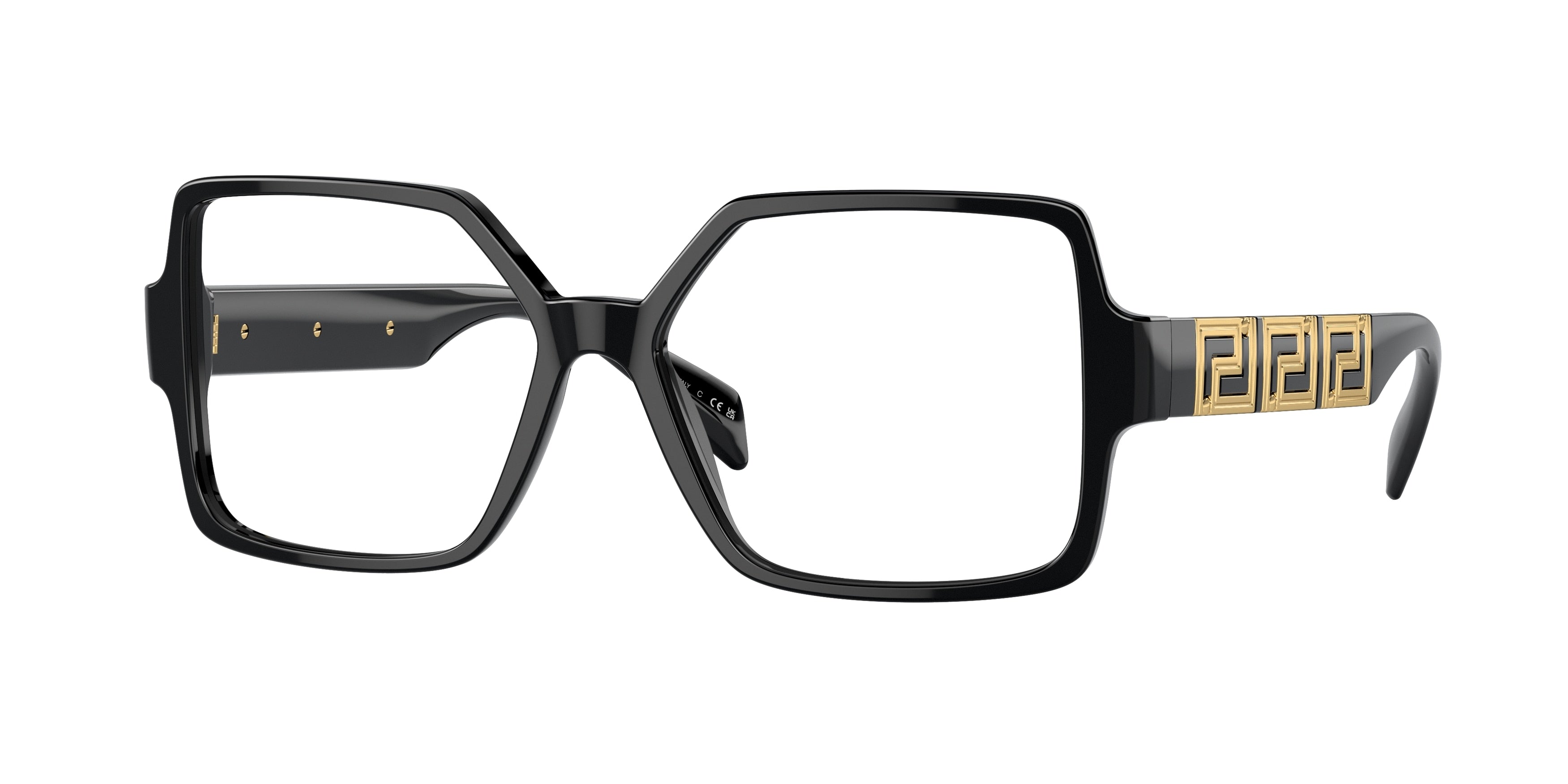 Versace VE3337F Square Eyeglasses  GB1-Black 55-140-15 - Color Map Black