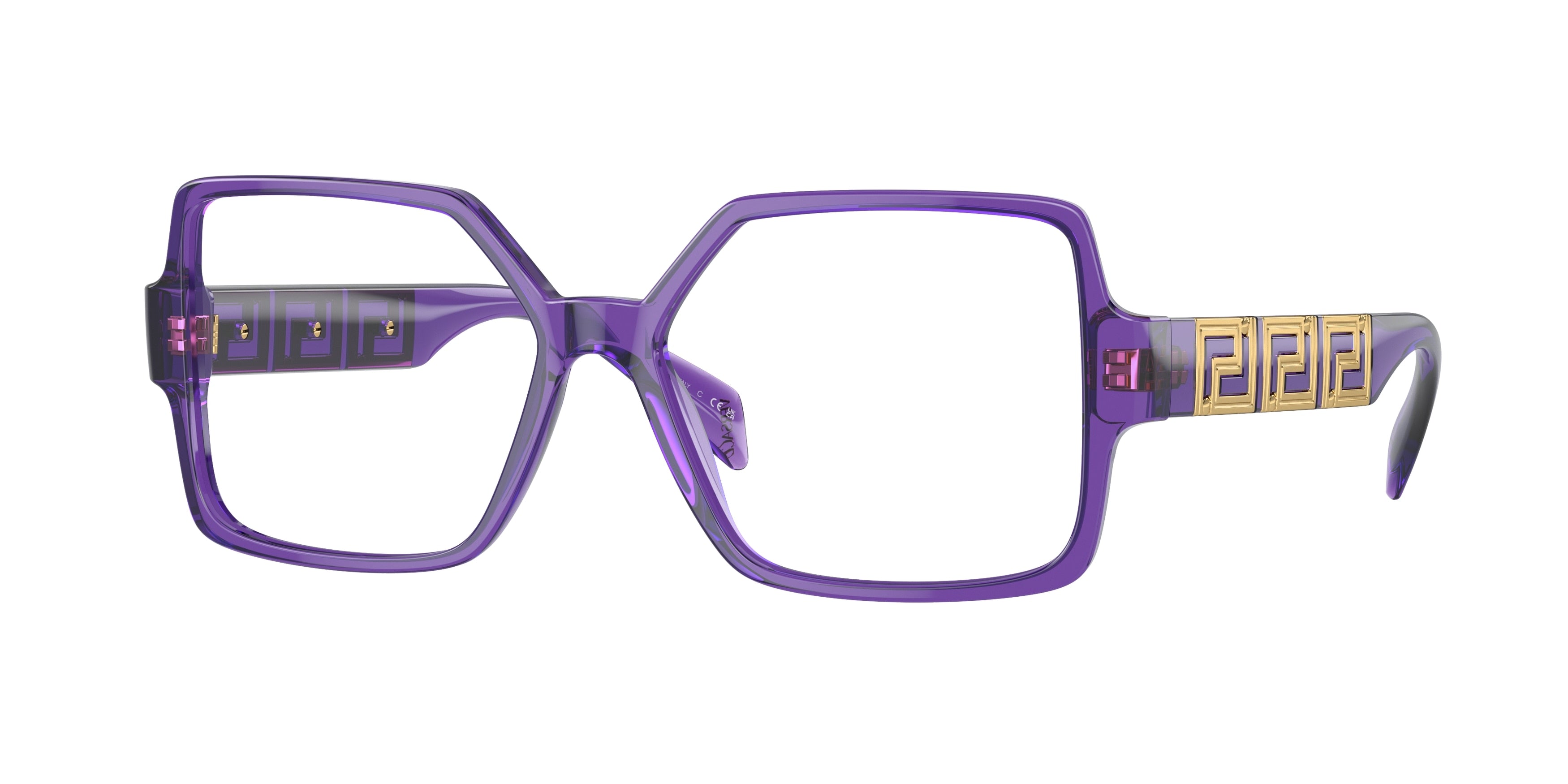 Versace VE3337 Square Eyeglasses  5408-Transparent Violet 55-140-15 - Color Map Violet