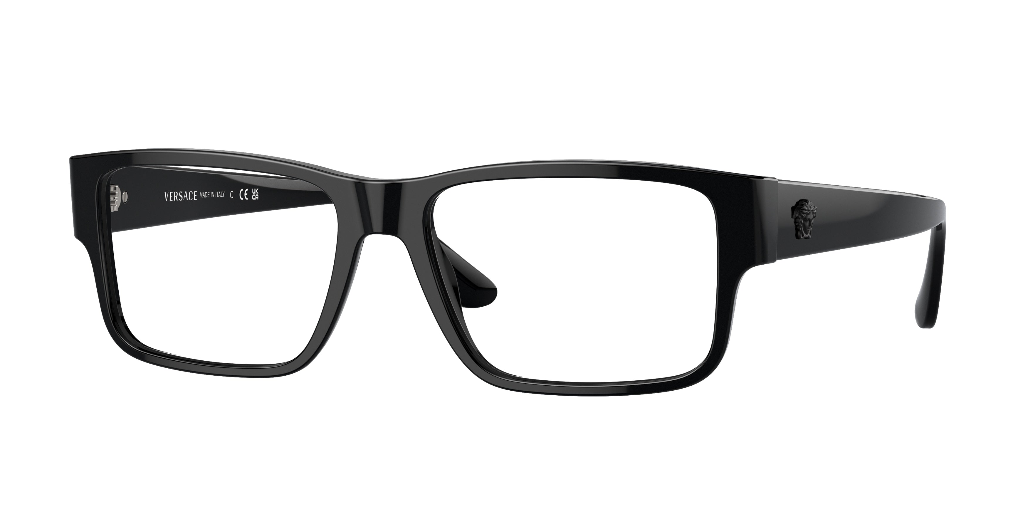 Versace VE3342 Rectangle Eyeglasses  GB1-Black 57-150-17 - Color Map Black