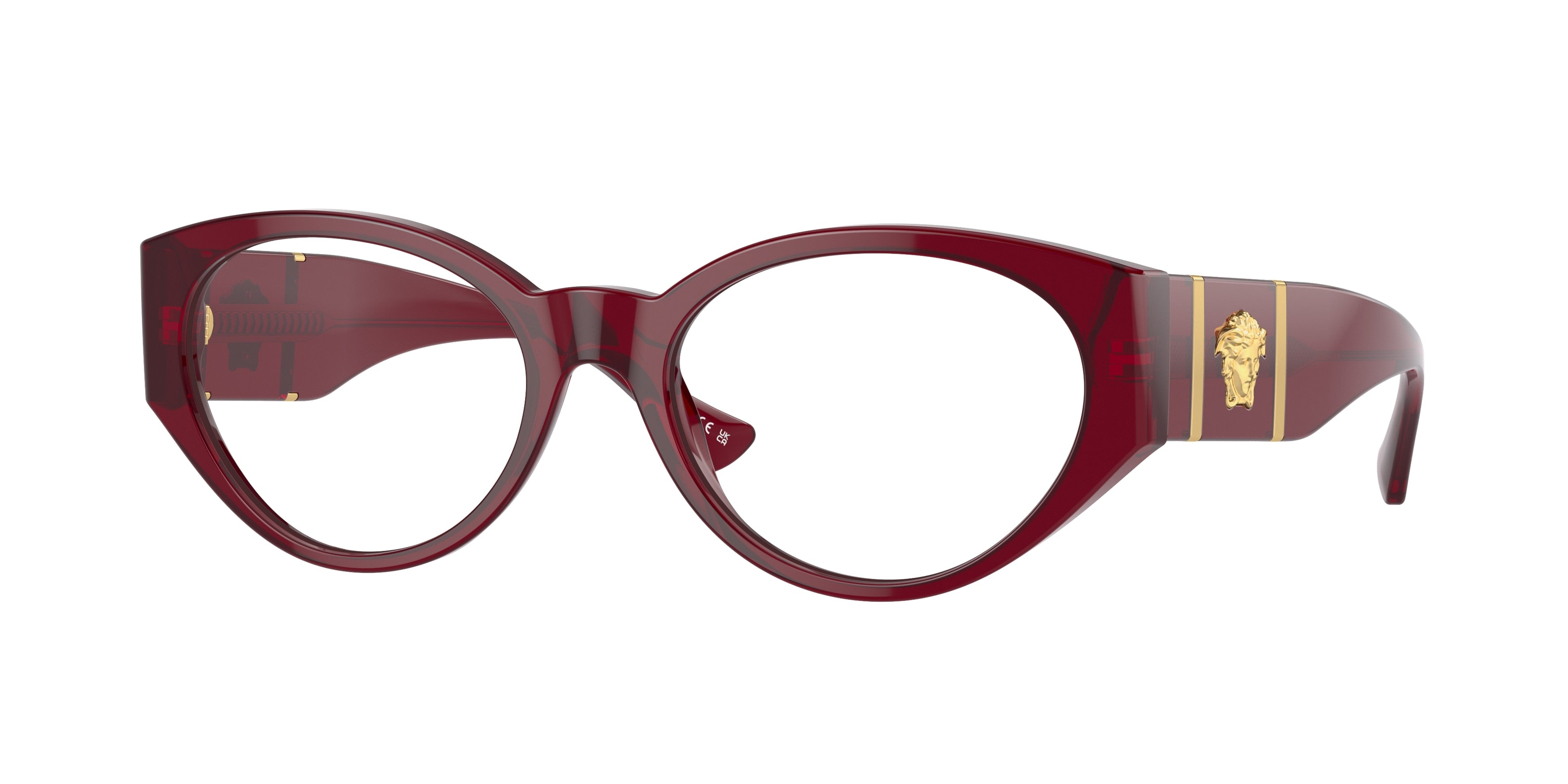 Versace VE3345 Oval Eyeglasses  5430-Bordeaux Transparent 53-140-18 - Color Map Red