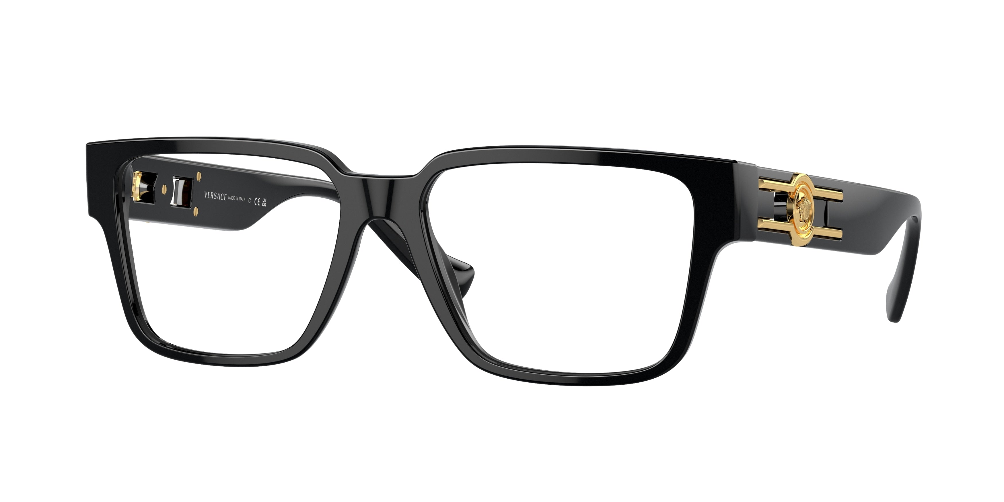 Versace VE3346 Rectangle Eyeglasses  GB1-Black 55-140-16 - Color Map Black