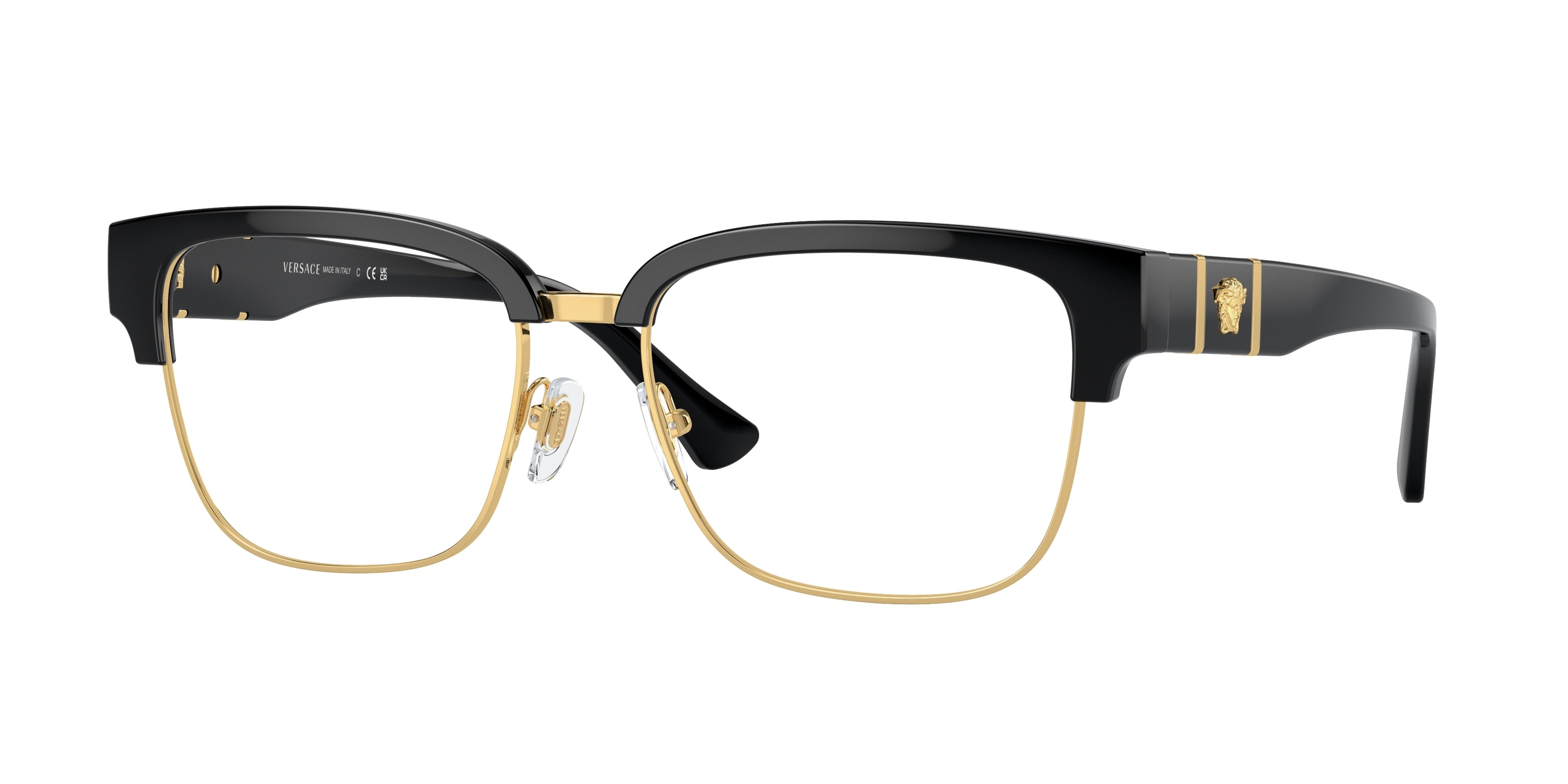 Versace VE3348 Square Eyeglasses  GB1-Black 55-150-17 - Color Map Black