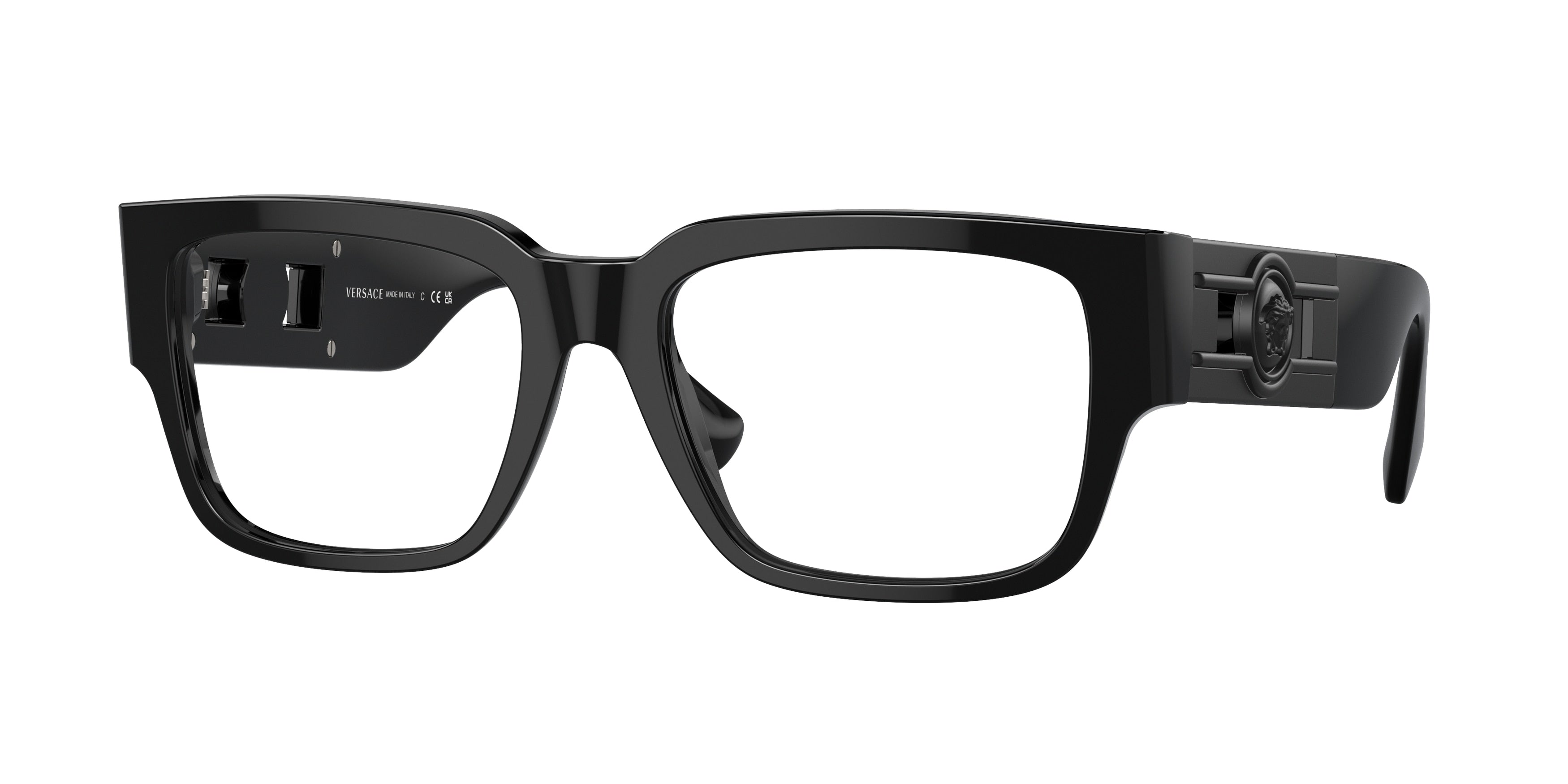 Versace VE3350 Square Eyeglasses  5360-Black 55-140-18 - Color Map Black