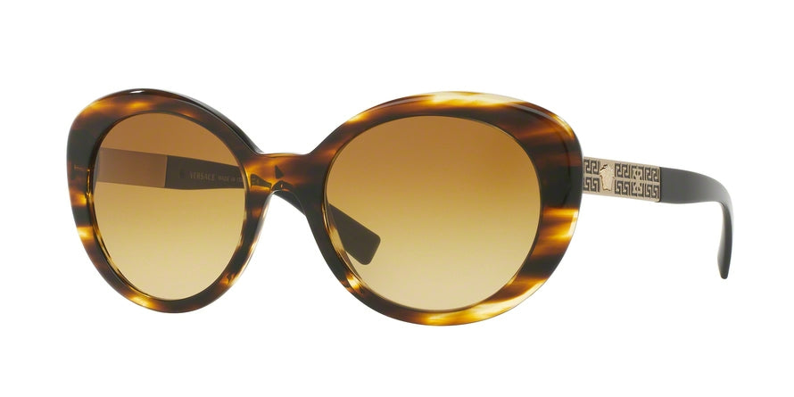 Versace VE4318A Oval Sunglasses  52022L-STRIPED HAVANA 55-20-140 - Color Map brown