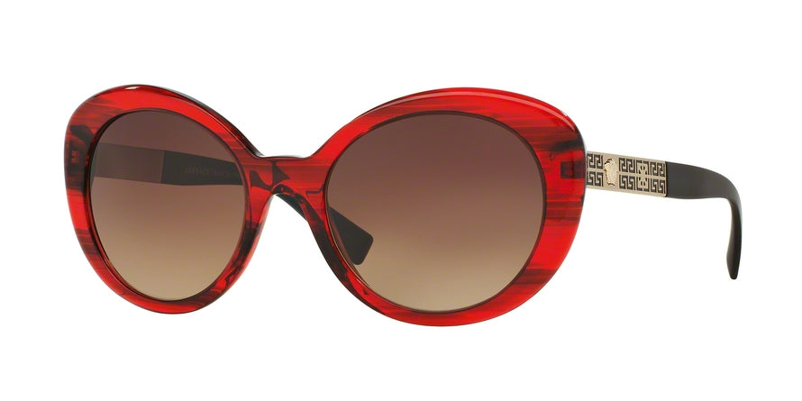 Versace VE4318A Oval Sunglasses  520313-TRANSPARENTE STRIPED RED 55-20-140 - Color Map red