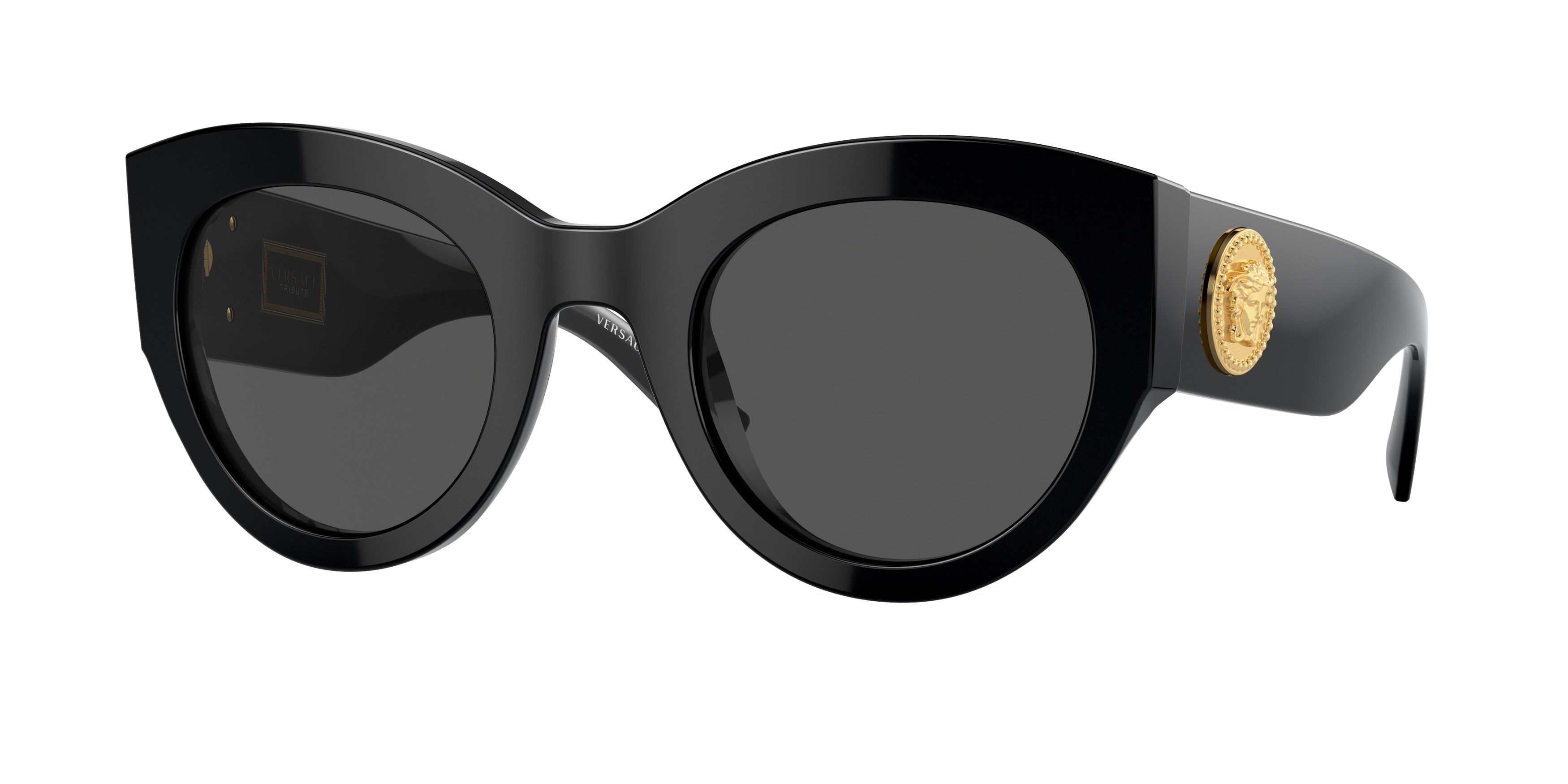 Versace VE4353 Cat Eye Sunglasses  GB1/87-Black 51-140-26 - Color Map Black