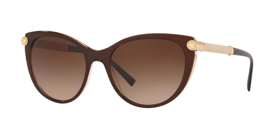 Versace V-ROCK VE4364Q Cat Eye Sunglasses  530013-TOP BROWN/TRANSPARENT 55-18-140 - Color Map brown