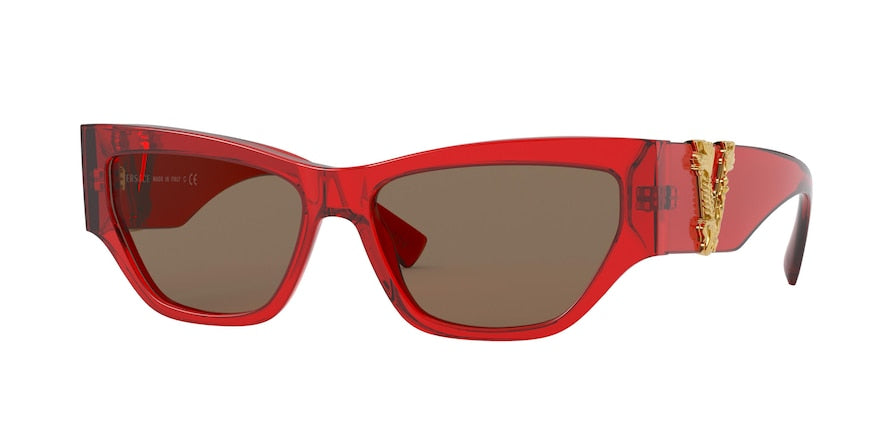 Versace VE4383F Cat Eye Sunglasses  528073-TRANSPARENT RED 56-15-140 - Color Map red
