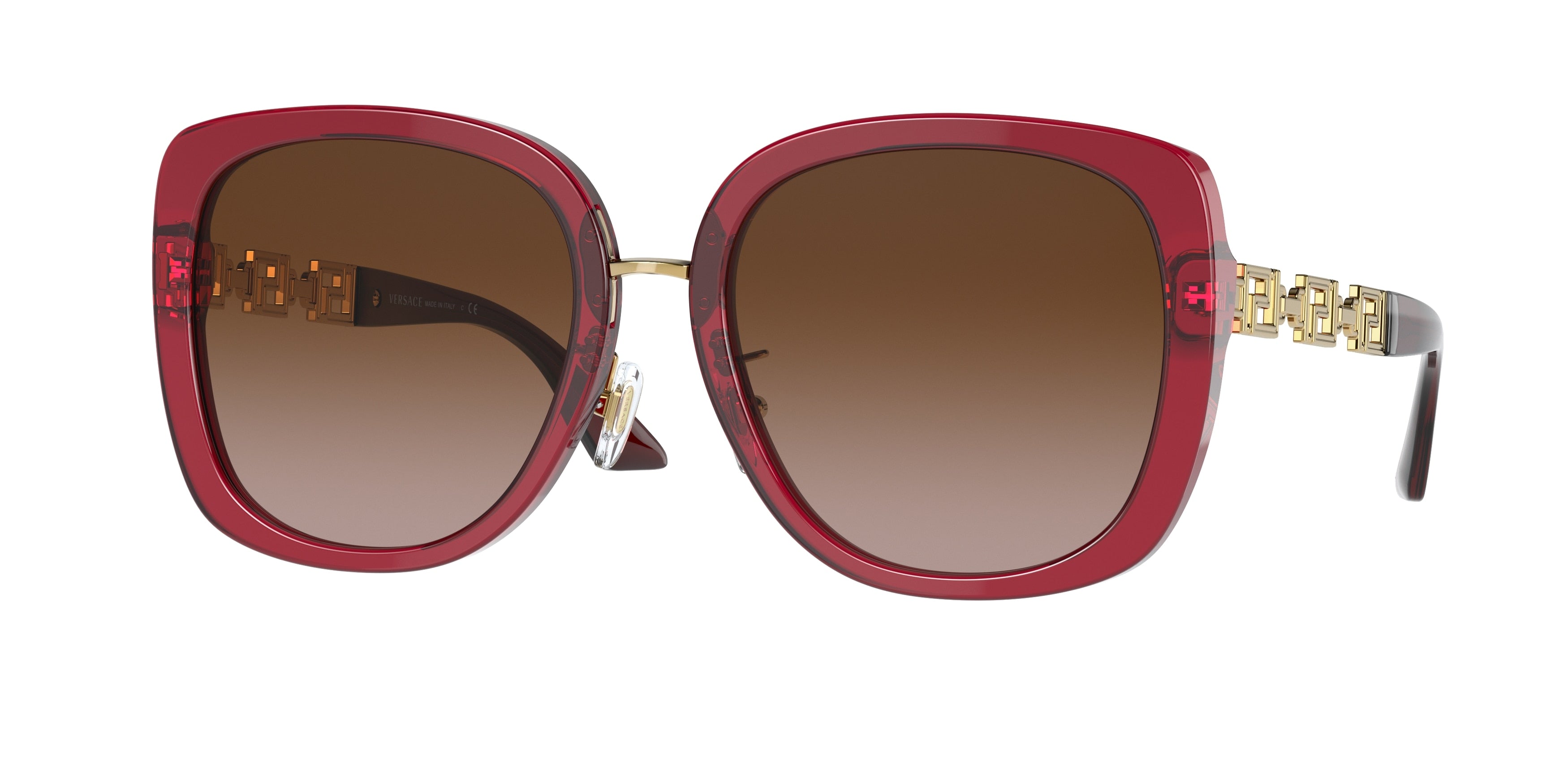 Versace VE4407D Pillow Sunglasses  388/13-Transparent Red 55-140-19 - Color Map Red