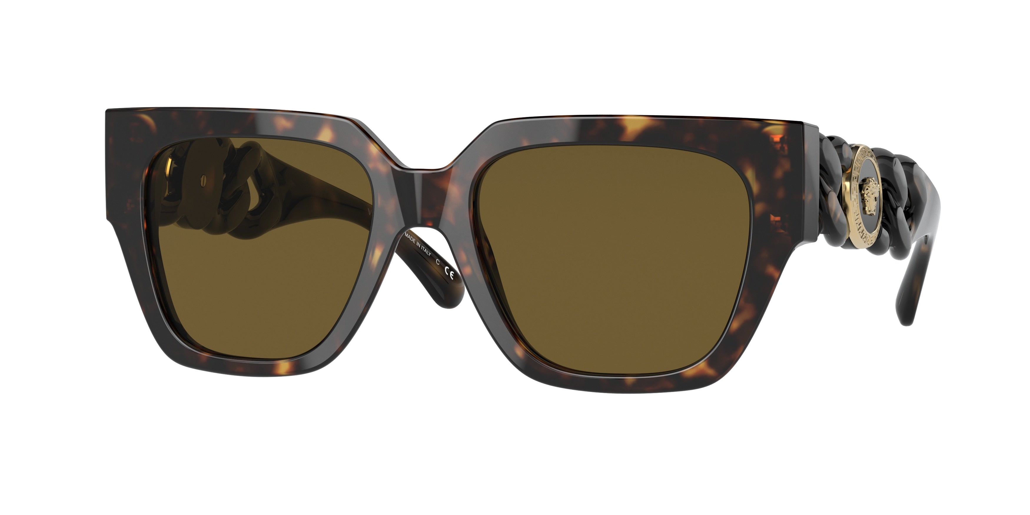Versace VE4409 Square Sunglasses  108/73-Havana 52-140-19 - Color Map Tortoise