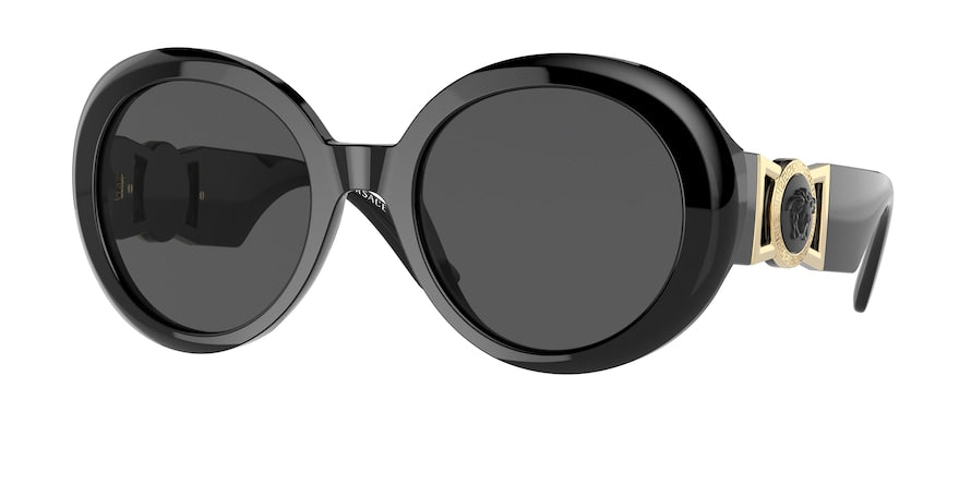 Versace VE4414F Round Sunglasses  GB1/87-BLACK 55-22-145 - Color Map black