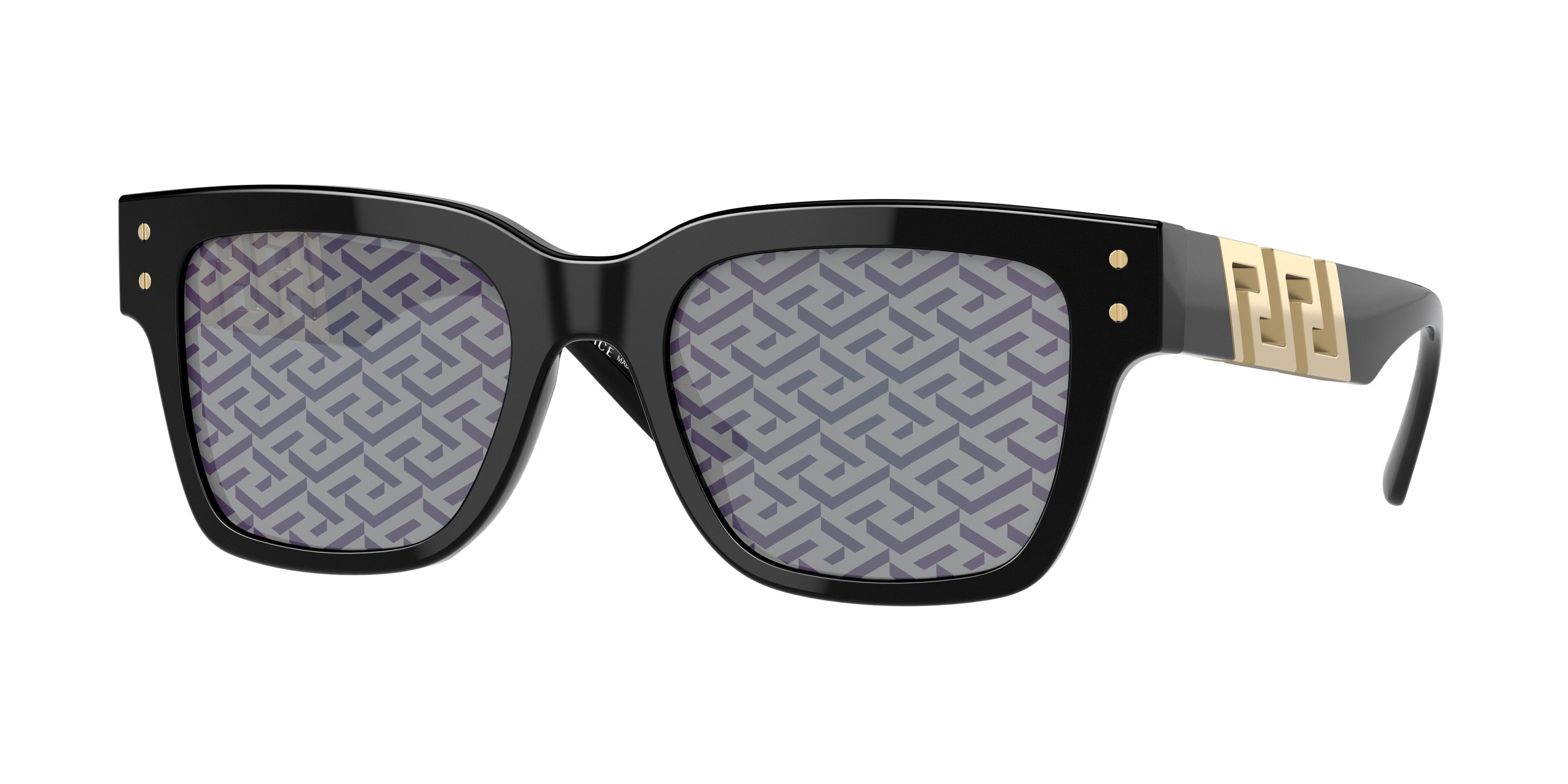 Versace VE4421 Rectangle Sunglasses  GB1/F-Black 52-145-20 - Color Map Black