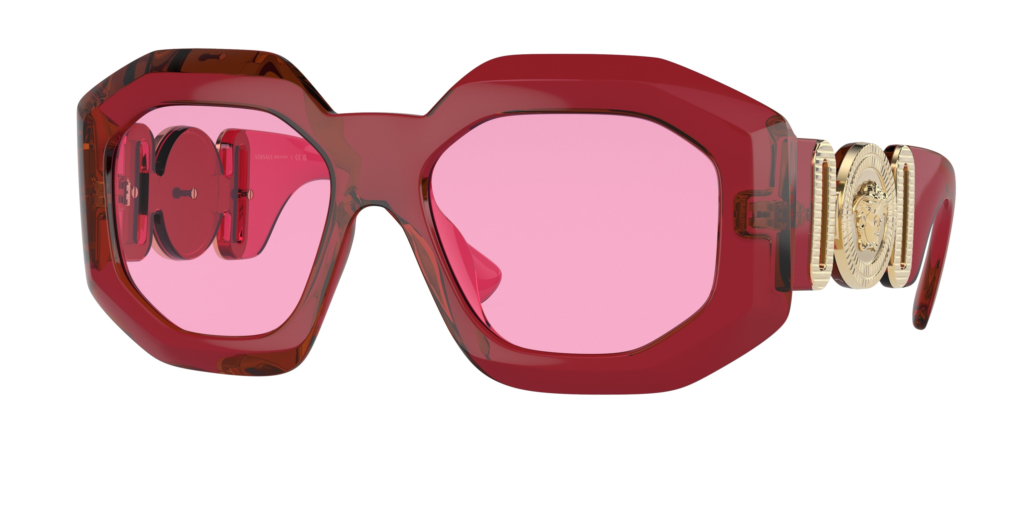Versace VE4424U Irregular Sunglasses  388/5-Transparent Red 55-145-18 - Color Map Red