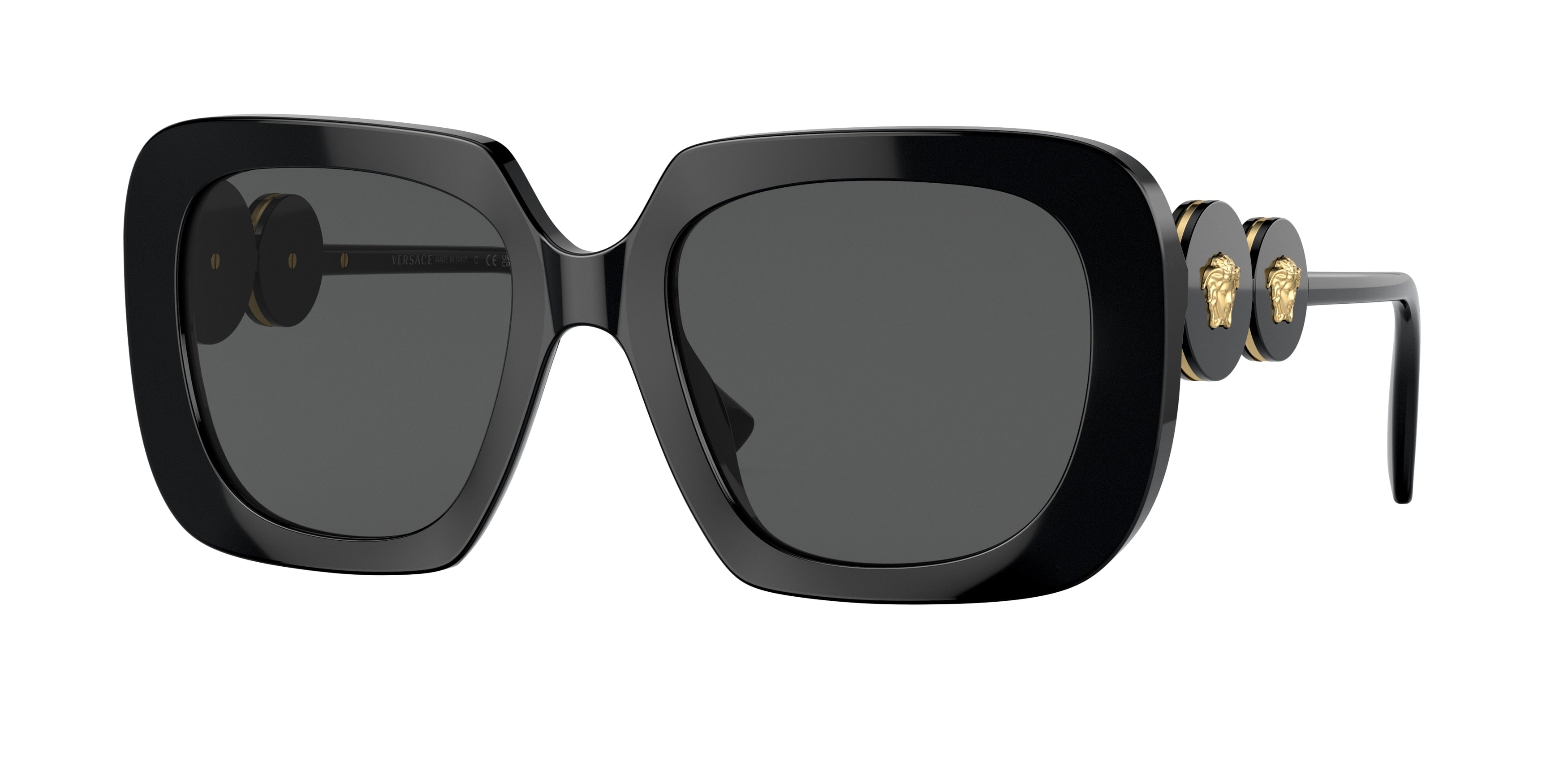Versace VE4434F Square Sunglasses  GB1/87-Black 54-145-20 - Color Map Black