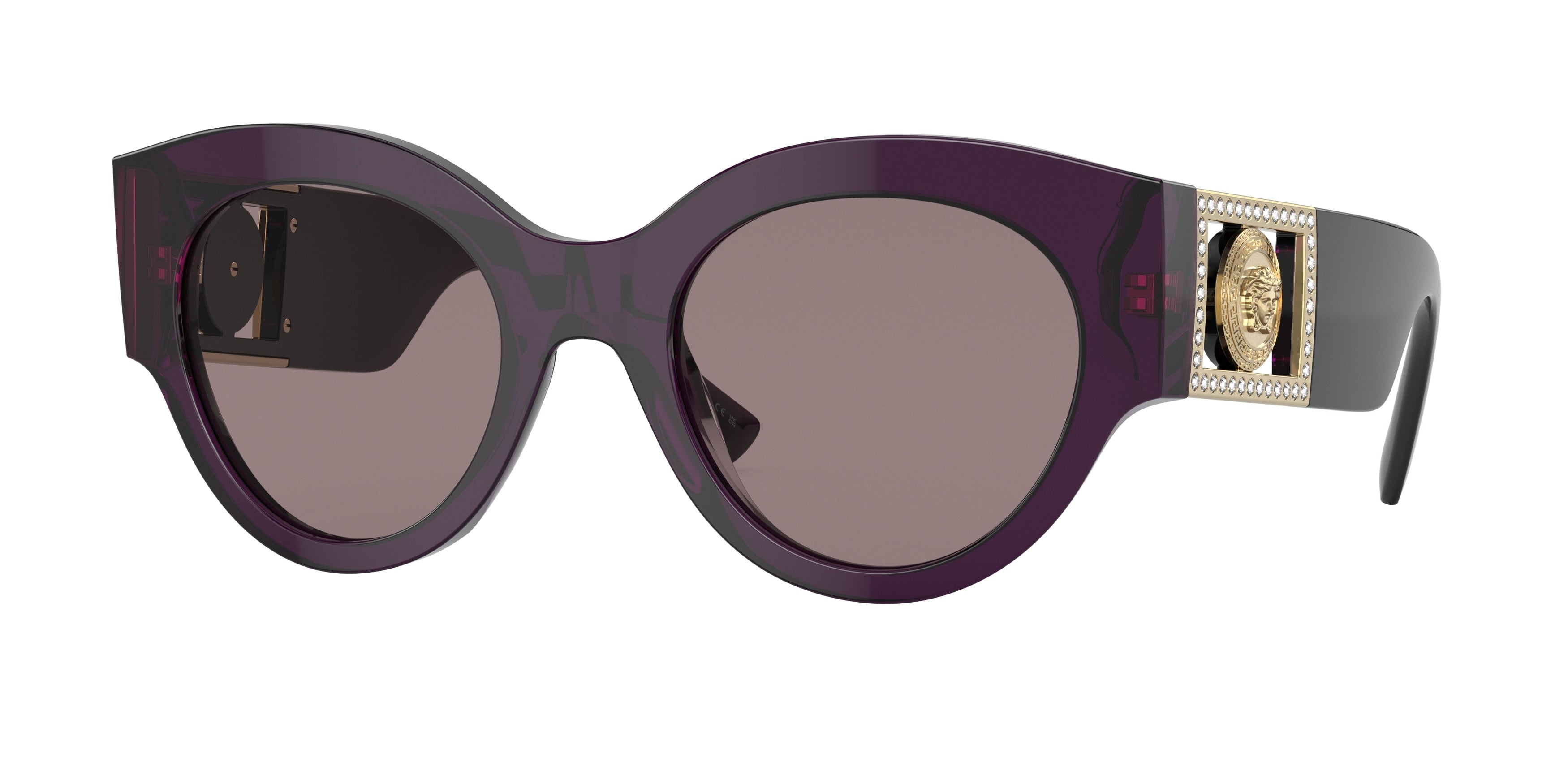 Versace VE4438B Round Sunglasses  53847N-Transparent Plum 52-145-22 - Color Map Violet