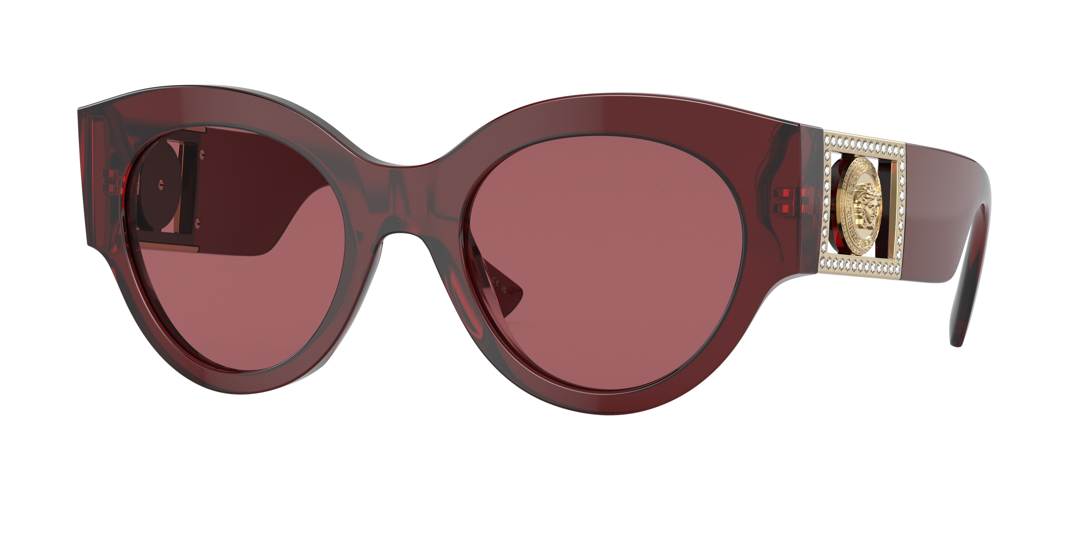 Versace VE4438B Round Sunglasses  538569-Transparent Parade Red 52-145-22 - Color Map Red