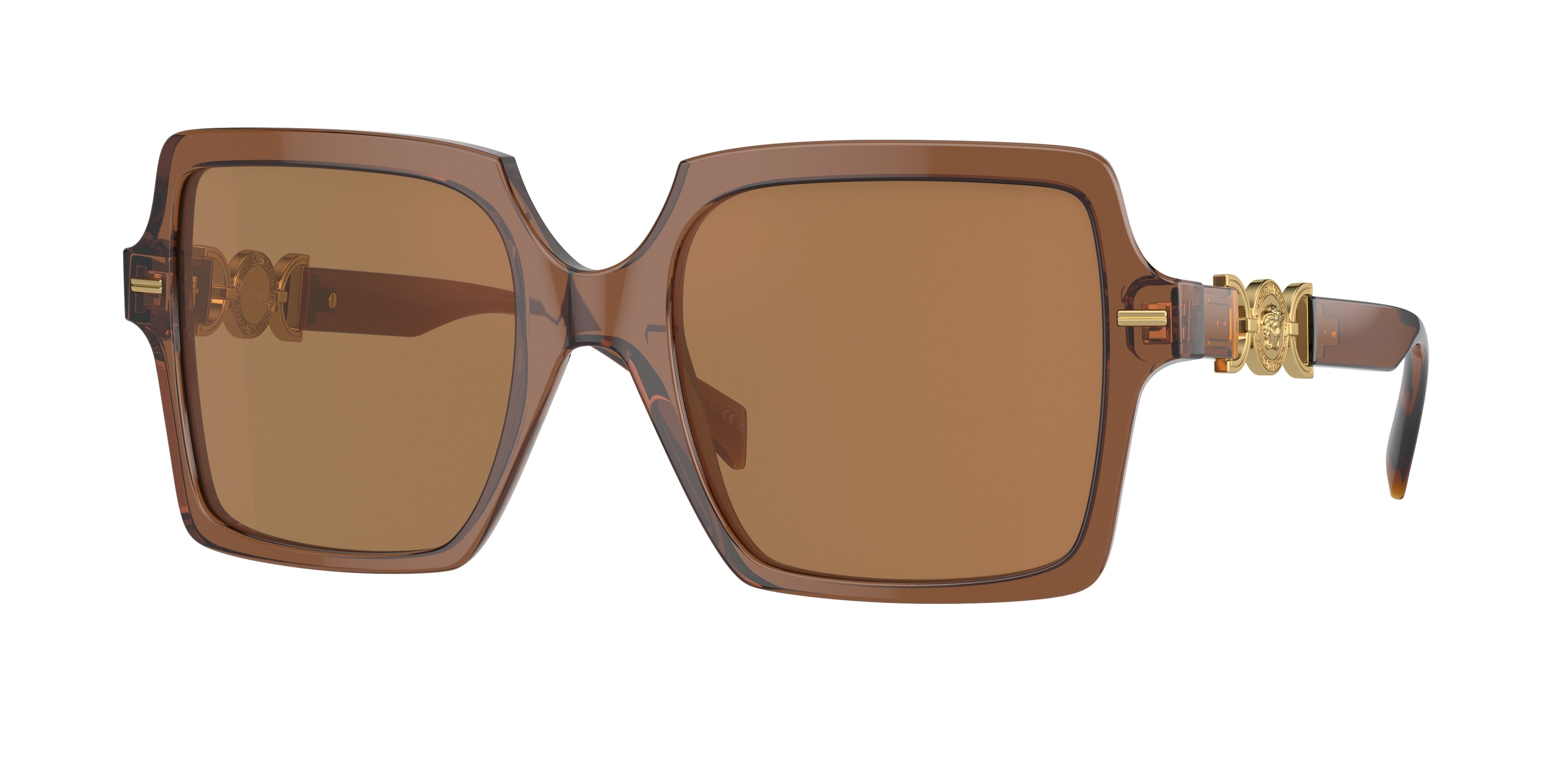 Versace VE4441F Square Sunglasses  5028/O-Transparent Brown 55-140-20 - Color Map Brown