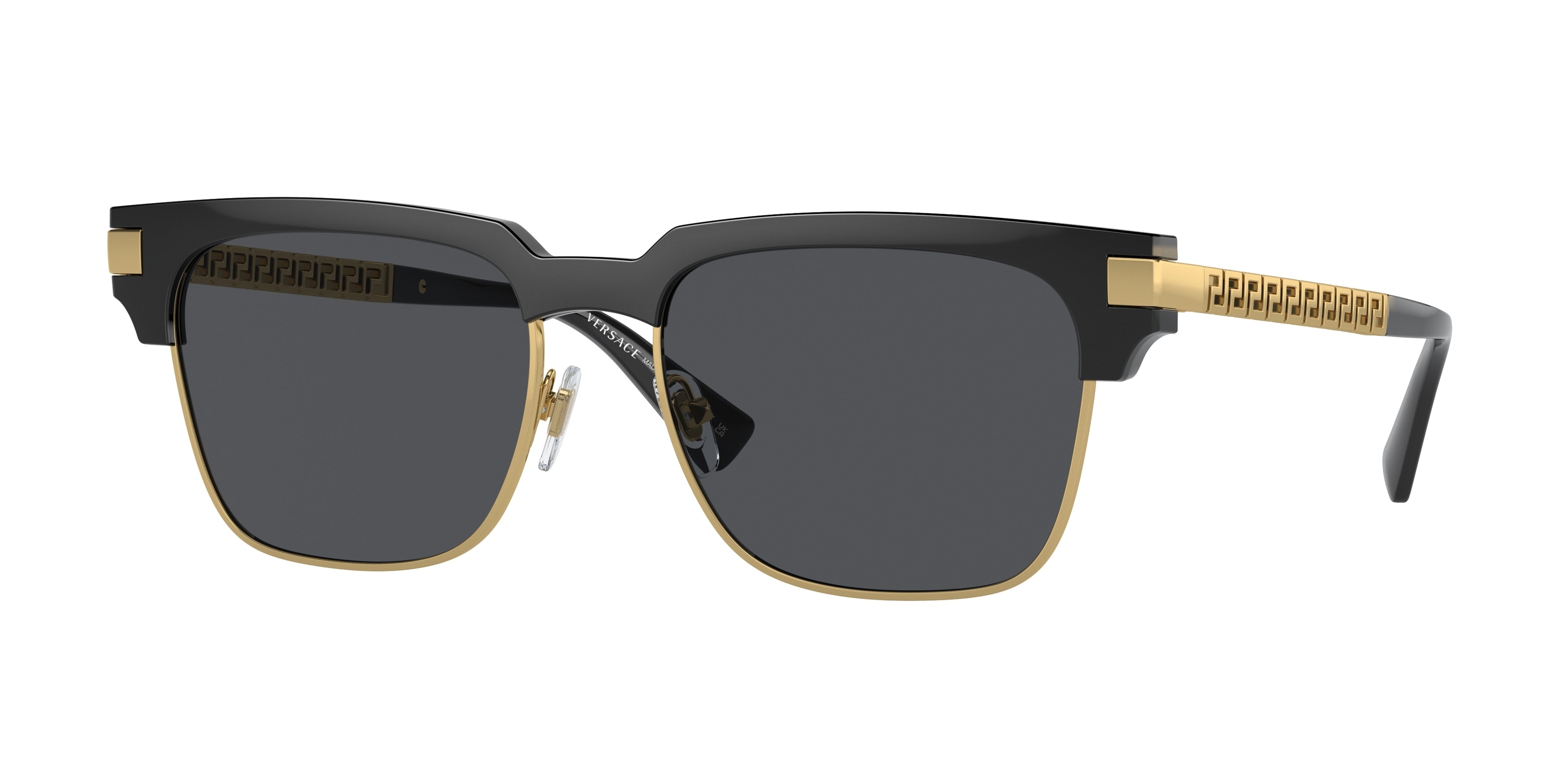 Versace VE4447 Rectangle Sunglasses  GB1/87-Black 55-145-17 - Color Map Black