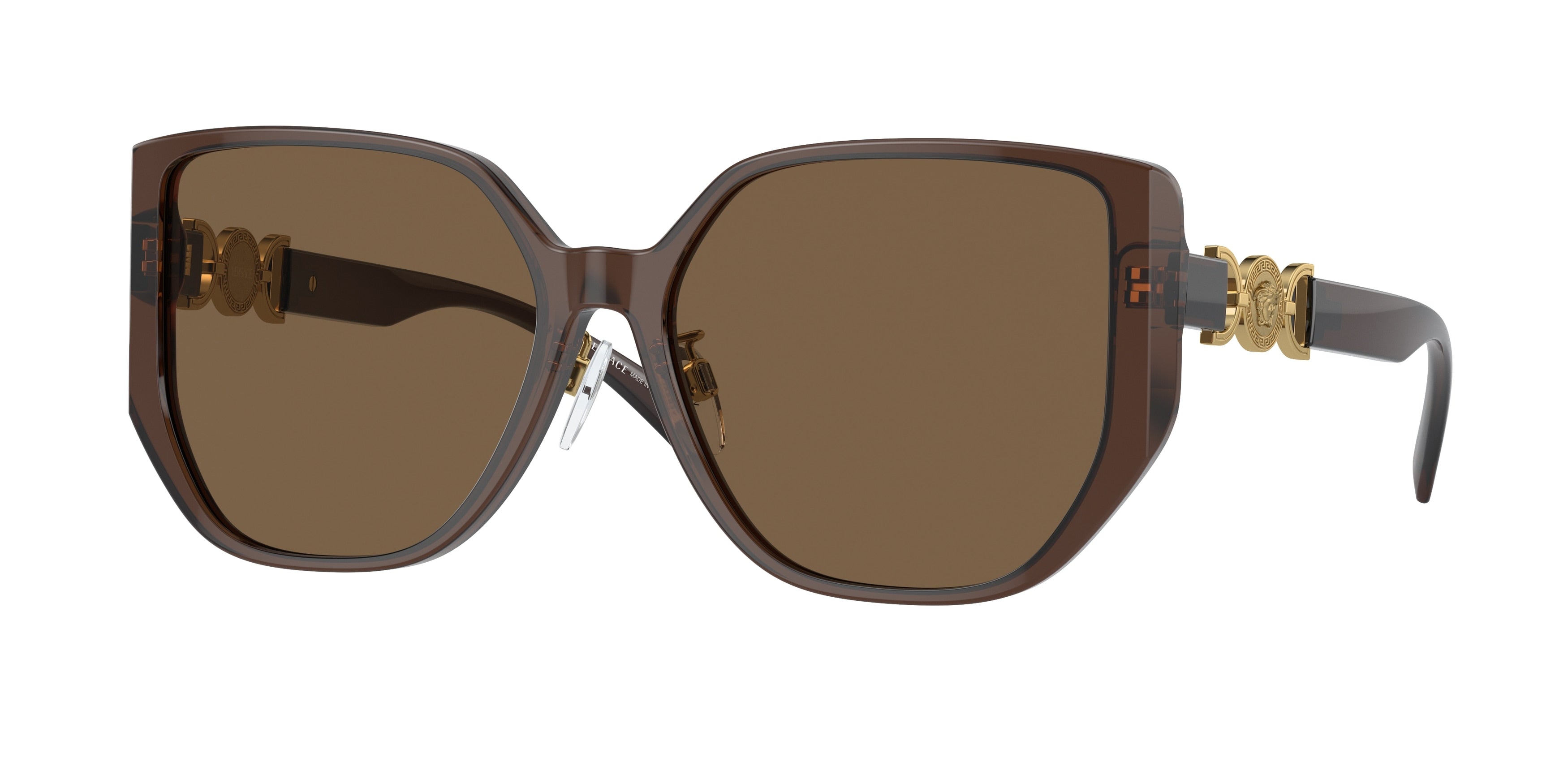 Versace VE4449D Square Sunglasses  541673-Transparent Brown 58-140-16 - Color Map Brown