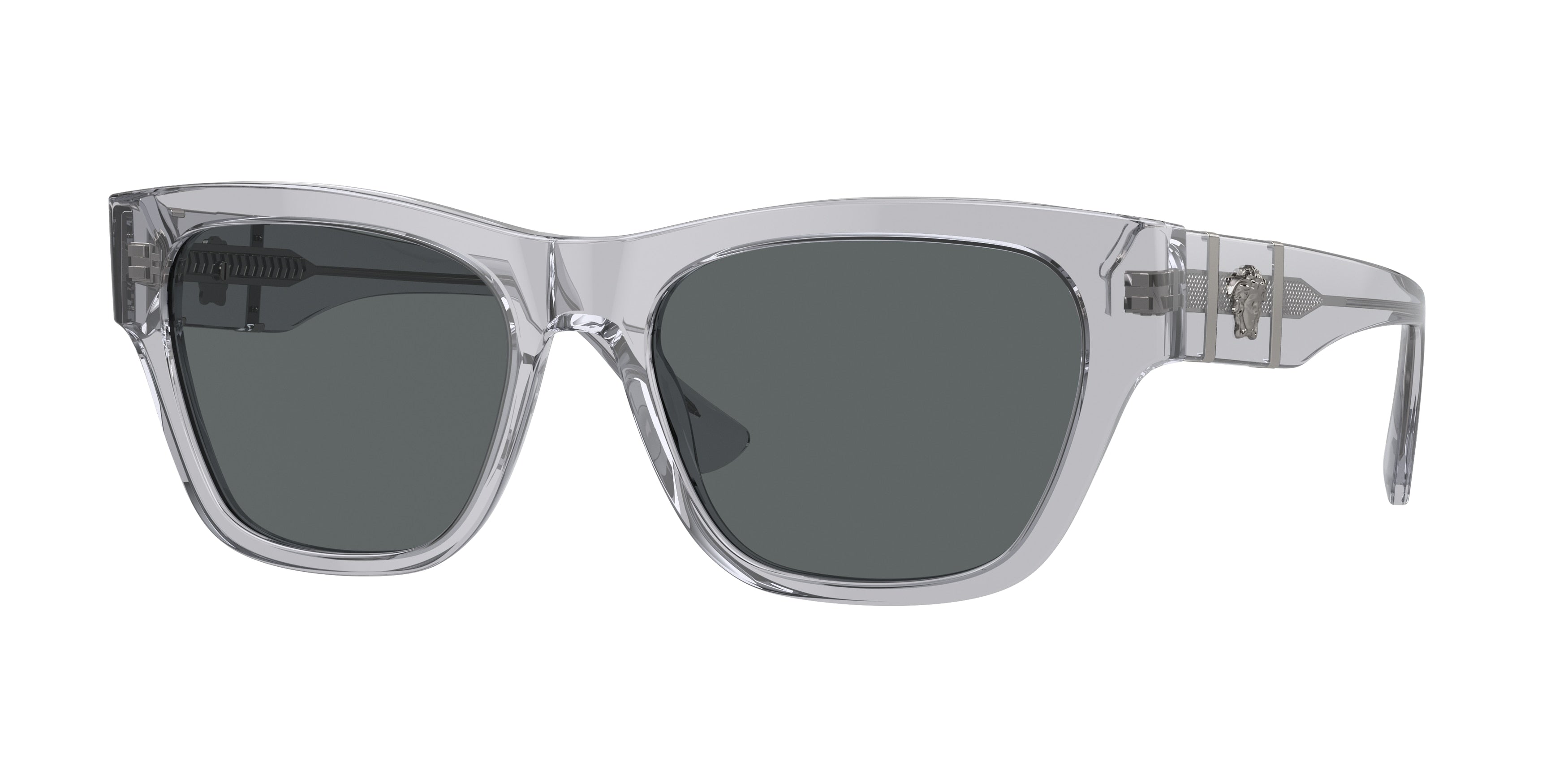 Versace VE4457F Square Sunglasses  543287-Grey Transparent 55-145-18 - Color Map Grey