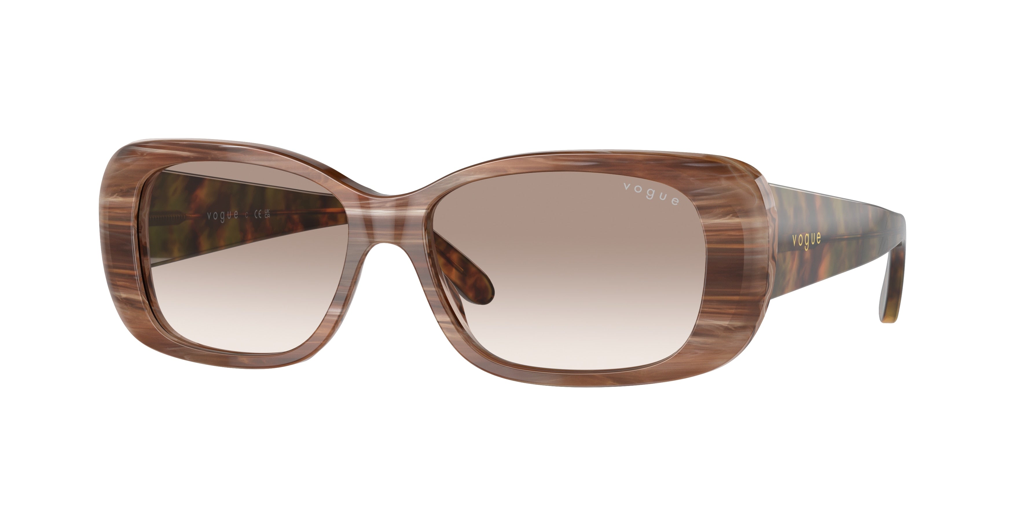 Vogue VO2606S Rectangle Sunglasses  307113-Brown Horn 55-135-15 - Color Map Brown