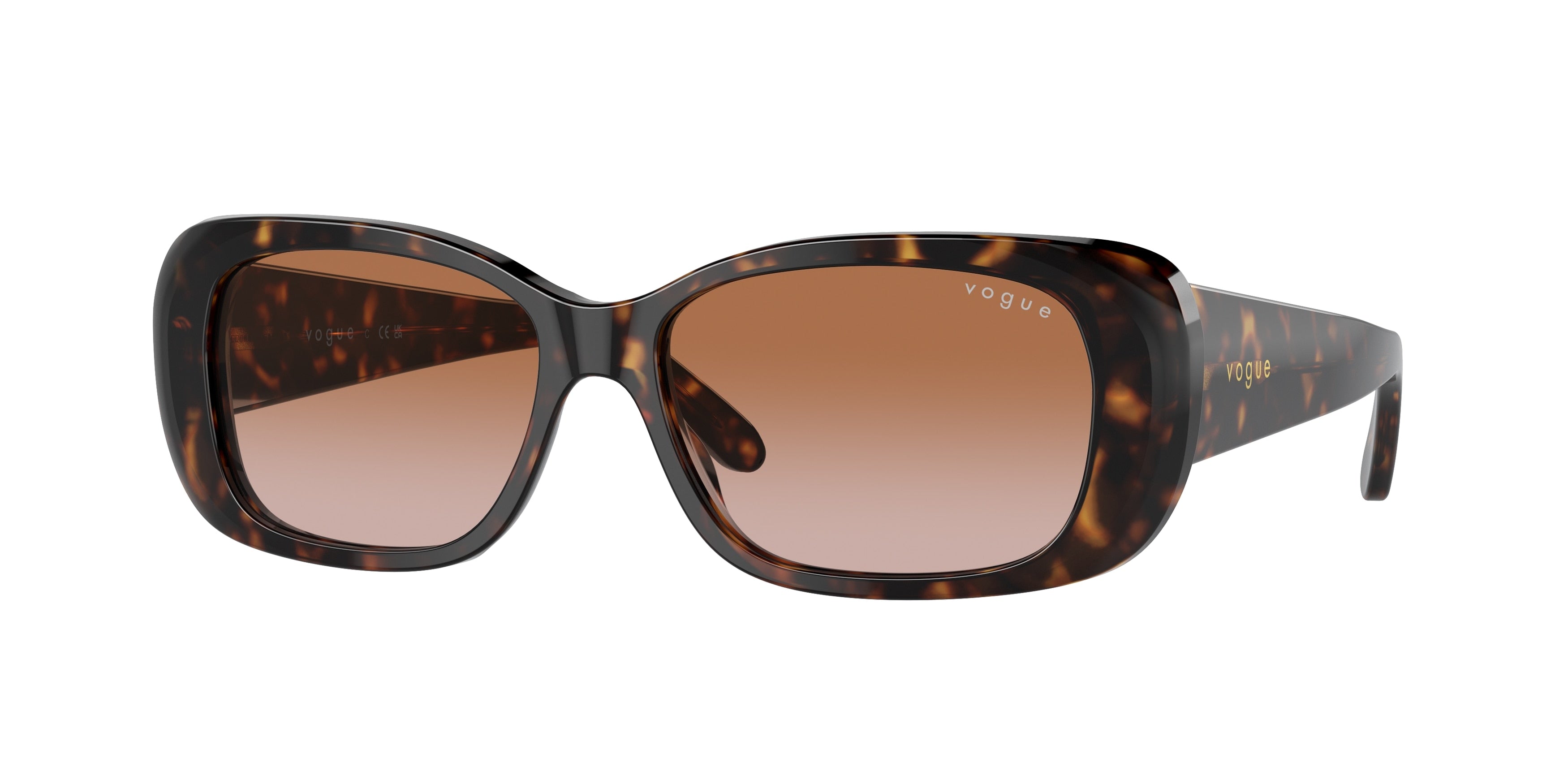 Vogue VO2606S Rectangle Sunglasses  W65613-Dark Havana 55-135-15 - Color Map Brown