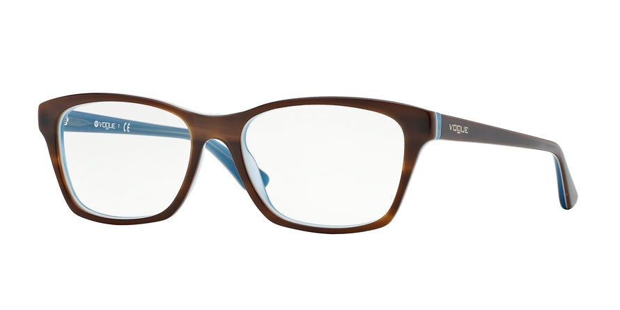 Vogue VO2714 Square Eyeglasses  2014-TOP STRIPED BROWN/AZURE 54-16-140 - Color Map brown
