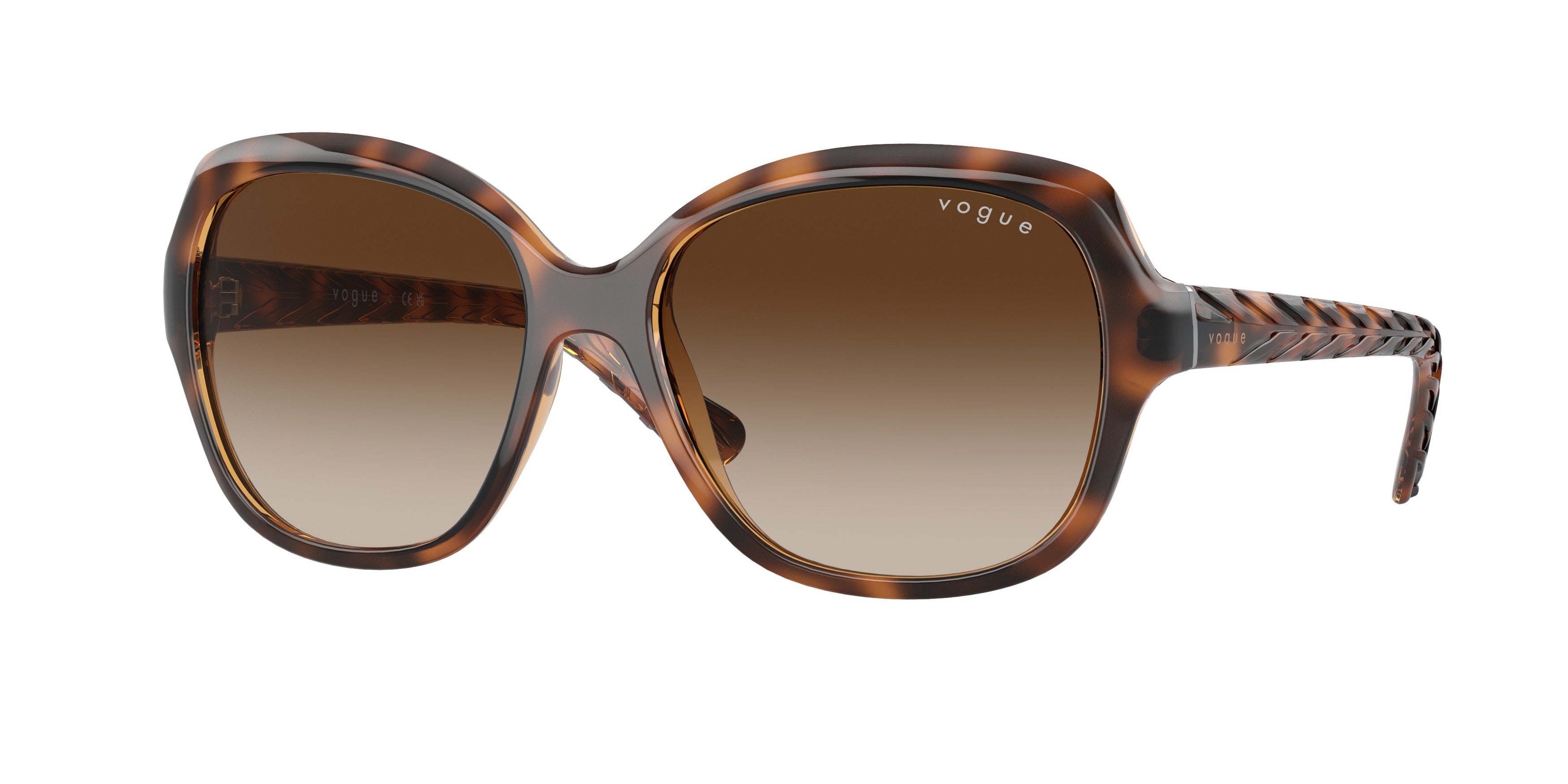 Vogue VO2871S Square Sunglasses  150813-Striped Dark Havana 56-135-16 - Color Map Brown