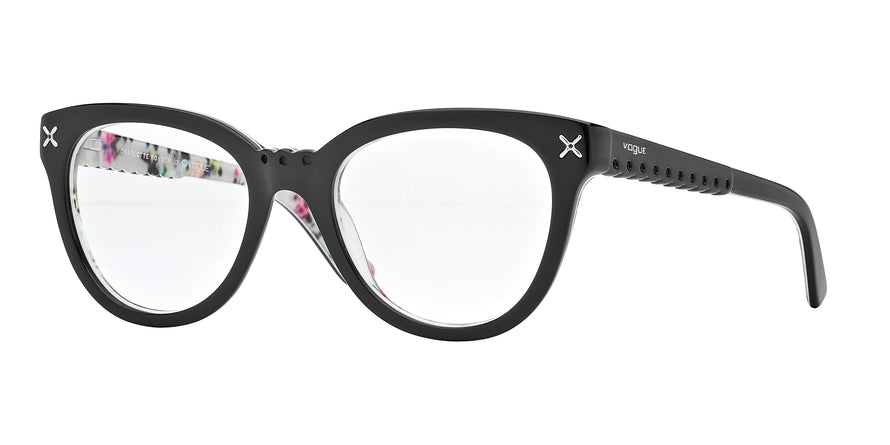 Vogue VO2887 Phantos Eyeglasses  2210-TOP BLACK/FLOWERS SERIGRAPHY 51-19-140 - Color Map black