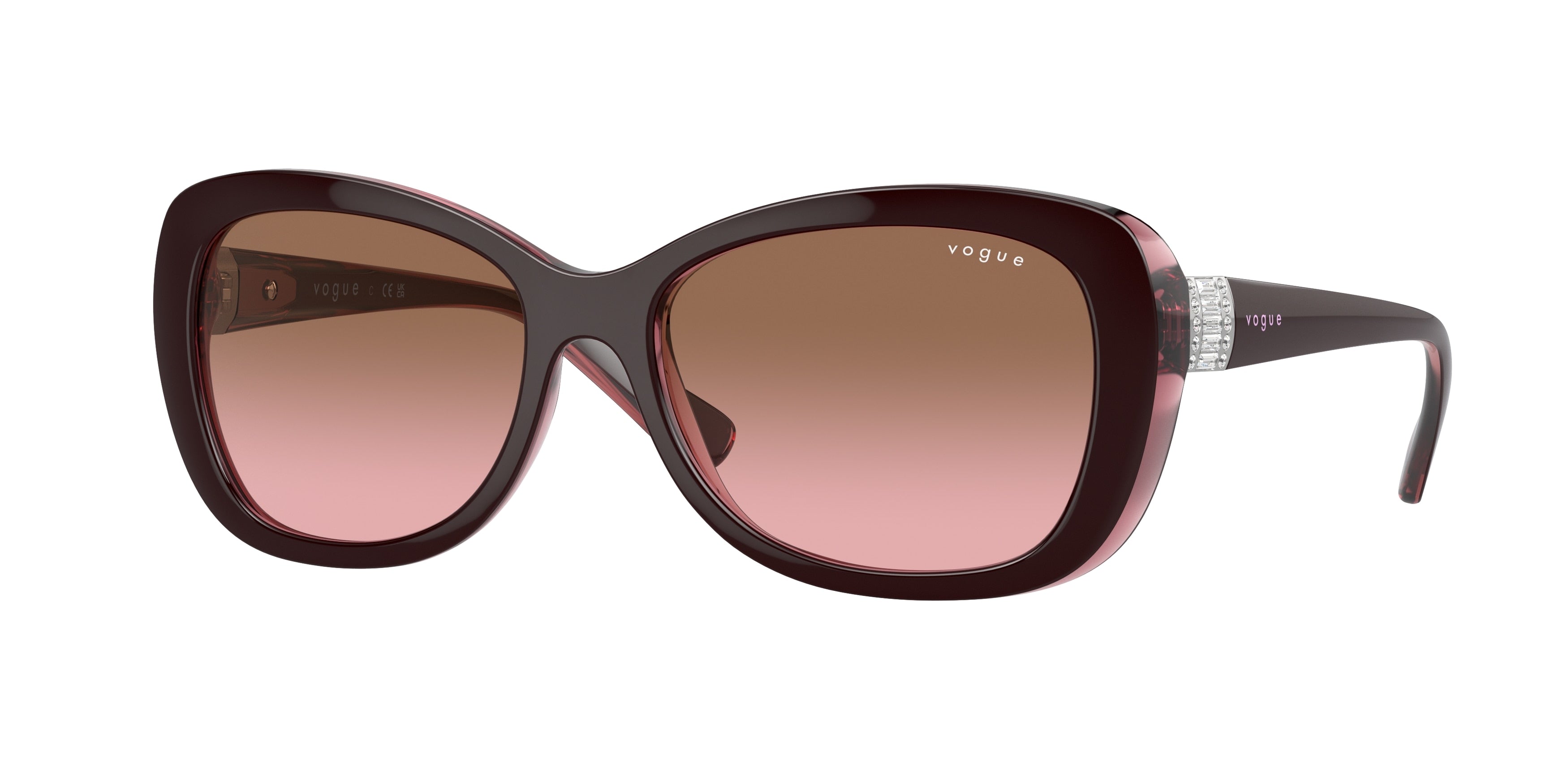 Vogue VO2943SB Butterfly Sunglasses  194114-Top Brown/Opal Pink 54-135-17 - Color Map Brown