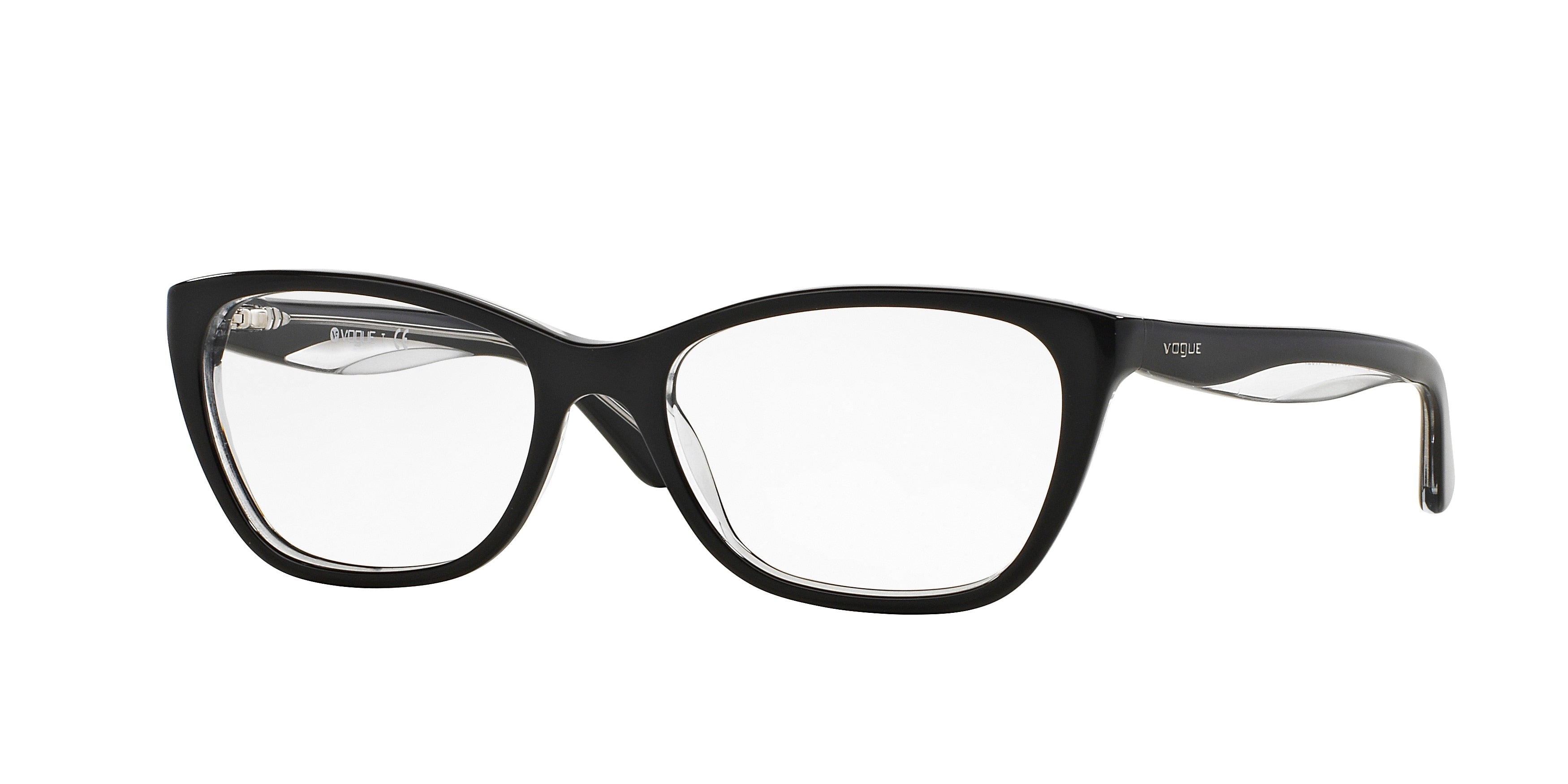 Vogue VO2961 Cat Eye Eyeglasses  W827-Top Black/Transparent 53-135-17 - Color Map Black