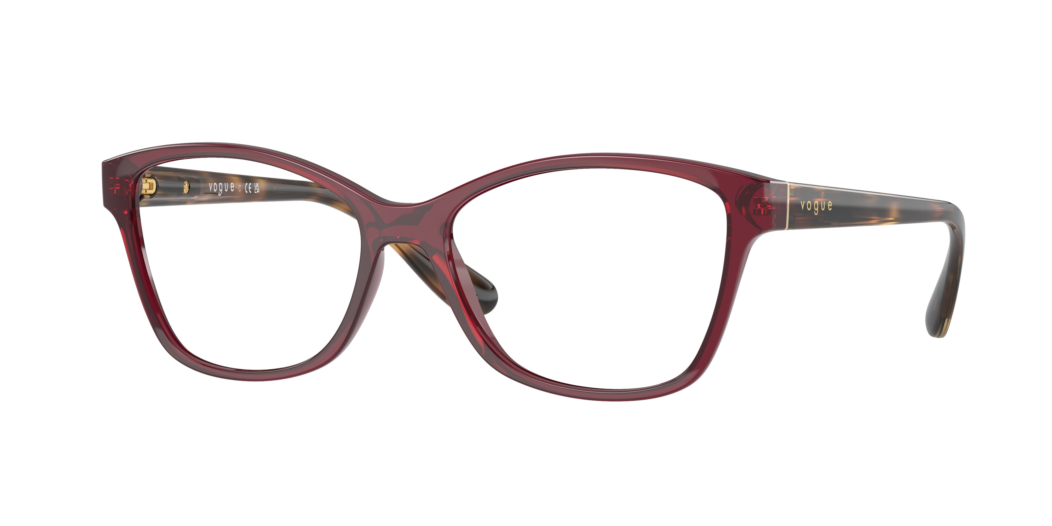 Vogue VO2998 Cat Eye Eyeglasses  2672-Opal Dark Red 54-140-16 - Color Map Red