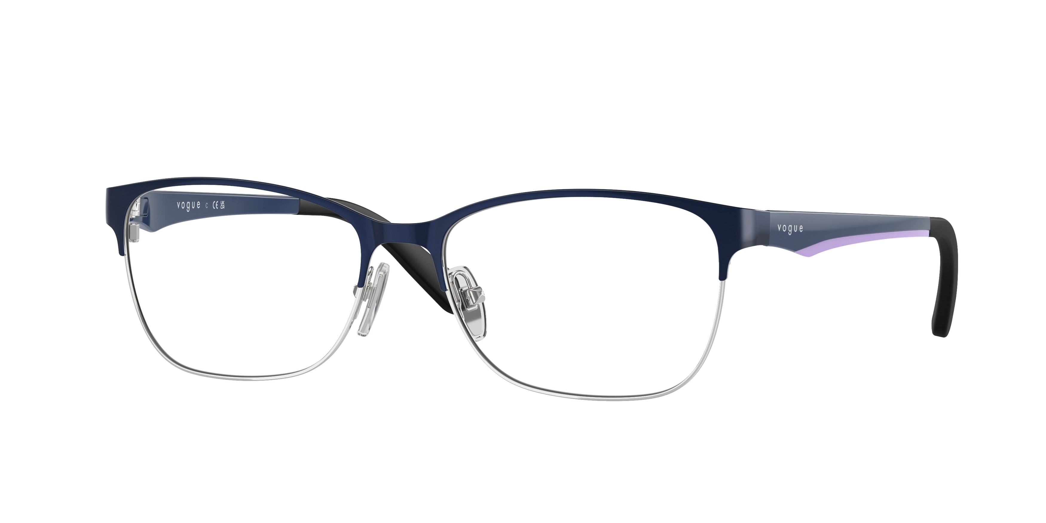 Vogue VO3940 Square Eyeglasses  964S-Top Brushed Blue/Silver 54-140-16 - Color Map Blue