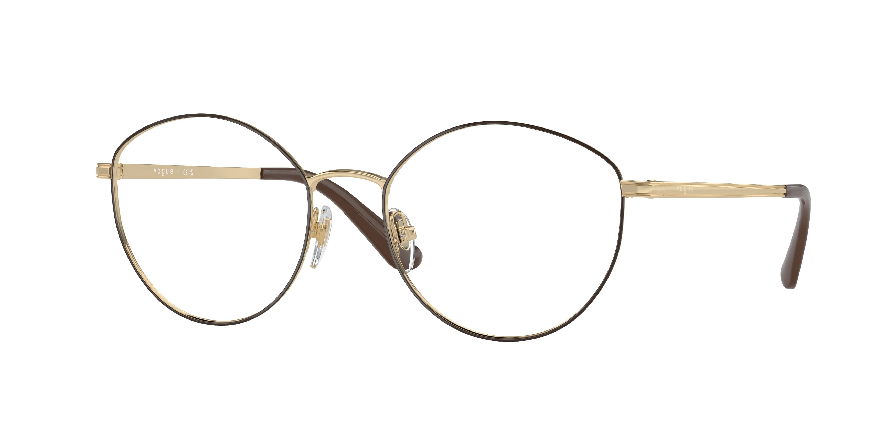 Vogue VO4025 Irregular Eyeglasses  5021-Top Brown/Pale Gold 53-135-18 - Color Map Brown