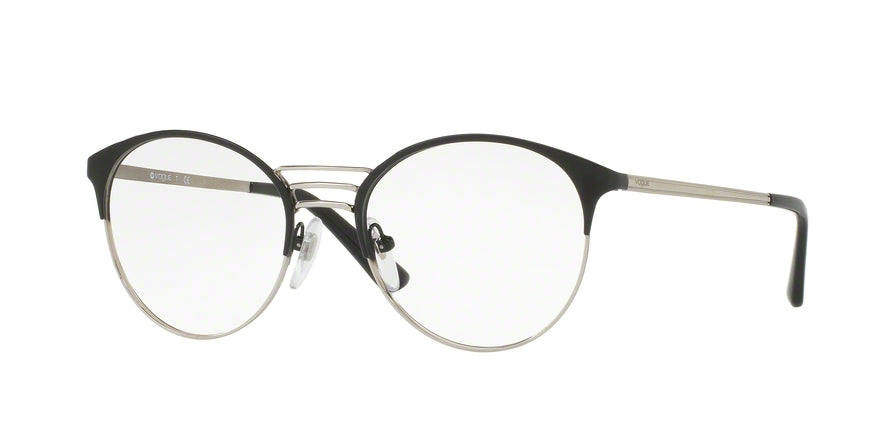 Vogue VO4043 Phantos Eyeglasses  352-BLACK/BRUSHED SILVER 51-18-135 - Color Map black