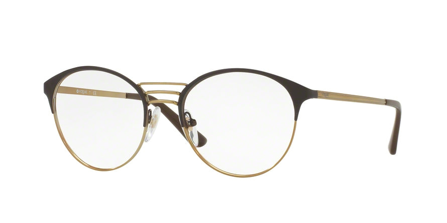 Vogue VO4043 Phantos Eyeglasses  997-BROWN/BRUSHED PALE GOLD 49-18-135 - Color Map brown