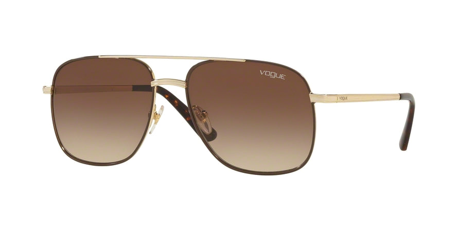 Vogue VO4083S Rectangle Sunglasses  848/13-PALE GOLD/BROWN 55-16-135 - Color Map brown