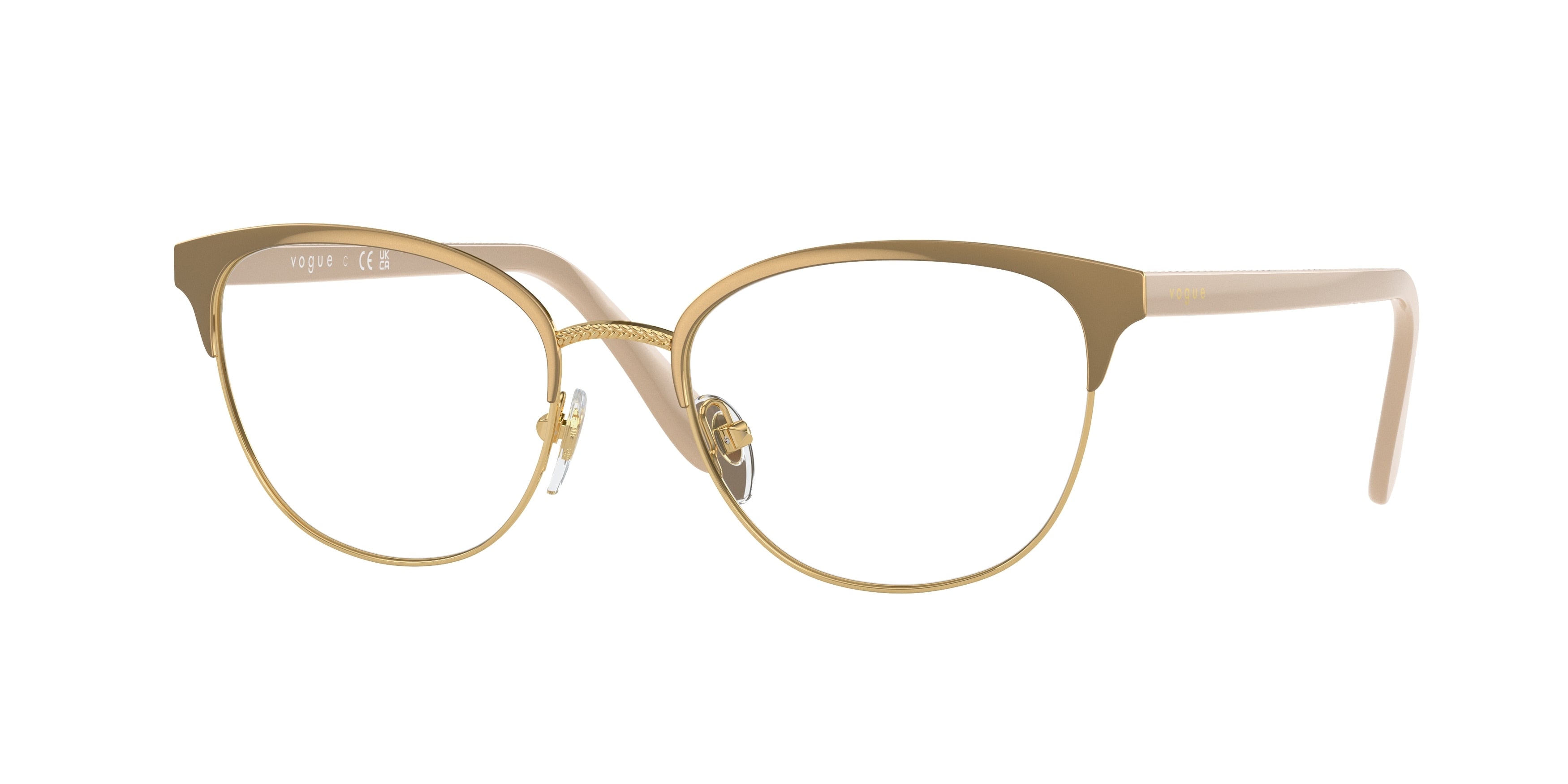 Vogue VO4088 Oval Eyeglasses  5128-Top Beige/Gold 52-140-18 - Color Map Brown