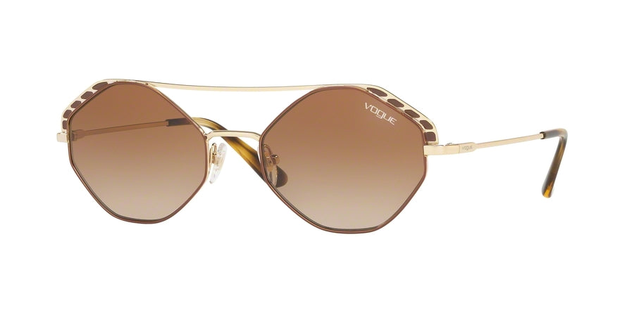 Vogue VO4134S Irregular Sunglasses  502113-PALE GOLD/BROWN 53-19-135 - Color Map brown