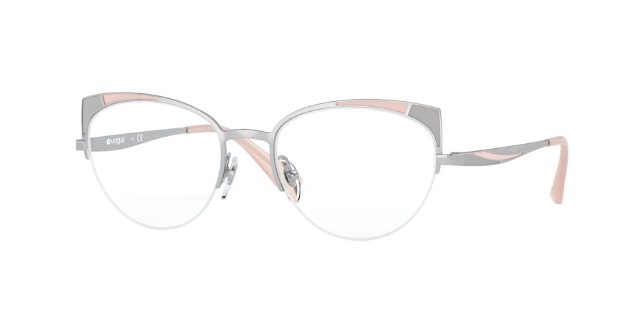 Vogue VO4153 Cat Eye Eyeglasses  323-SILVER/MATTE PINK GREY 53-18-135 - Color Map silver