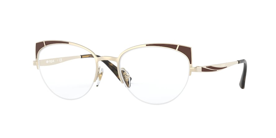 Vogue VO4153 Cat Eye Eyeglasses  848-PALE GOLD/MATTE BROWN 53-18-135 - Color Map gold