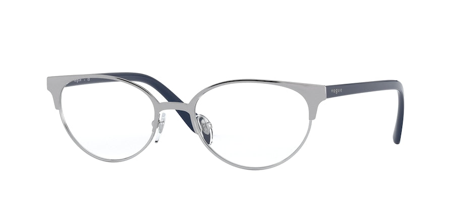Vogue VO4160 Oval Eyeglasses  323-BRUSHED SILVER/SILVER 52-18-140 - Color Map blue