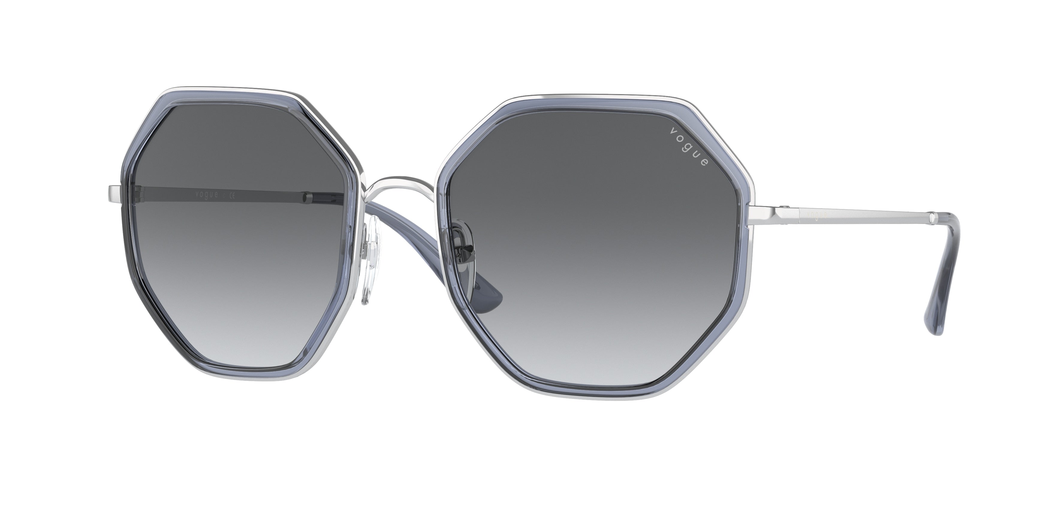 Vogue VO4224S Irregular Sunglasses  323/11-Silver/Blue 55-135-19 - Color Map Silver