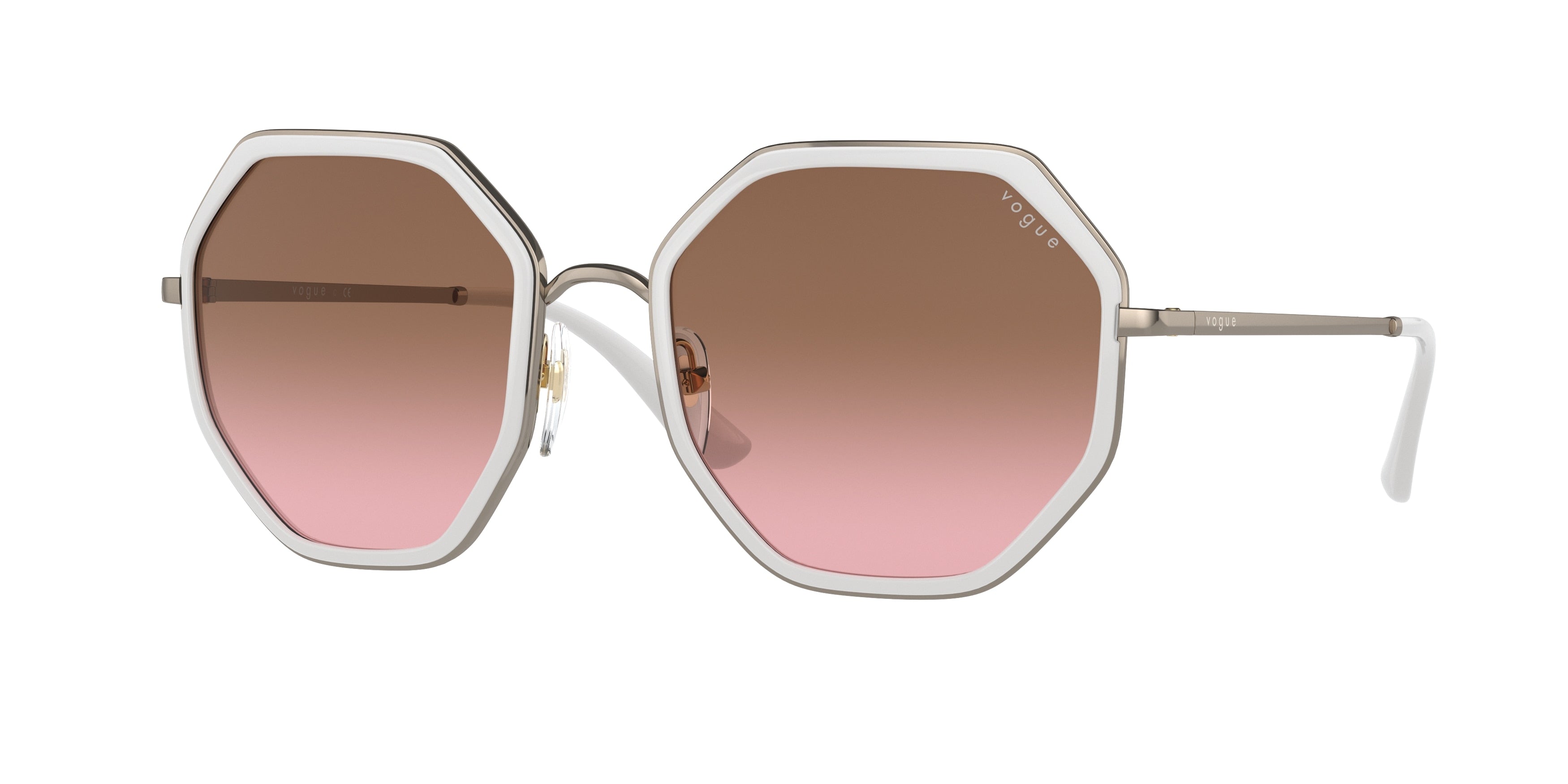 Vogue VO4224S Irregular Sunglasses  513814-Light Brown/White 55-135-19 - Color Map Brown