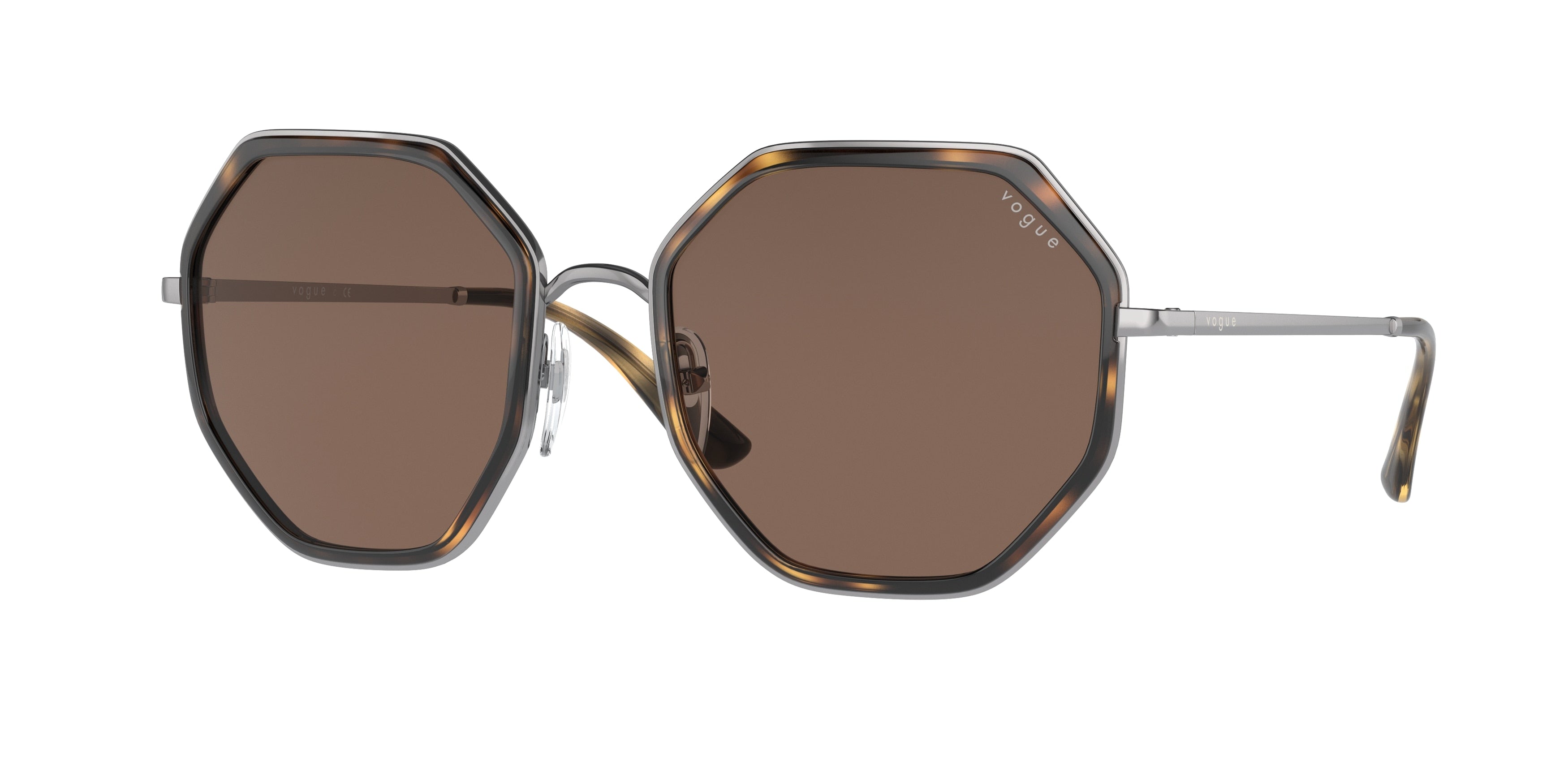 Vogue VO4224S Irregular Sunglasses  548/73-Gunmetal/Havana 55-135-19 - Color Map Grey
