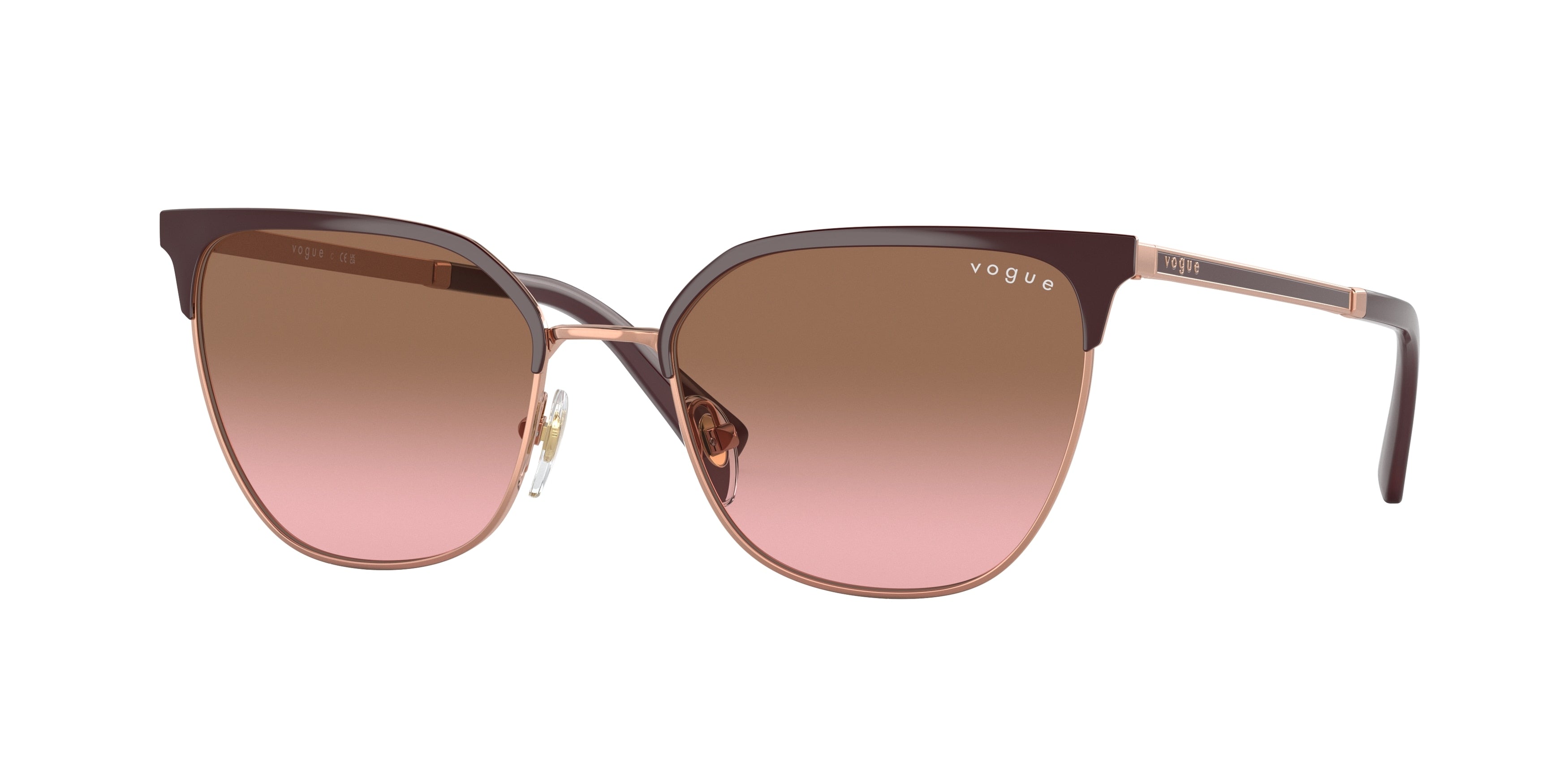Vogue VO4248S Pillow Sunglasses  517014-Top Bordeaux/Rose Gold 53-140-18 - Color Map Red