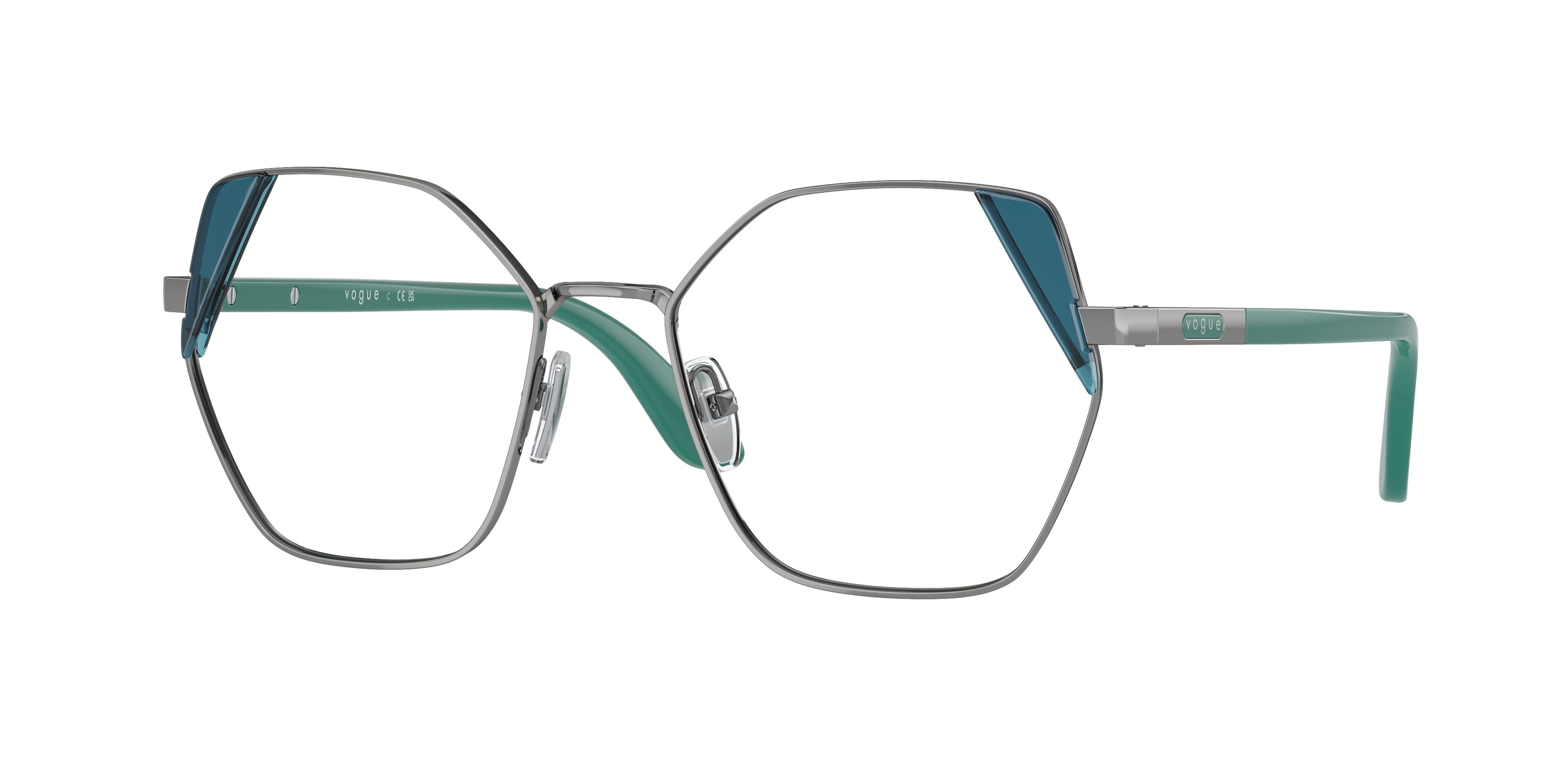 Vogue VO4270 Irregular Eyeglasses  548-Gunmetal 54-140-18 - Color Map Grey