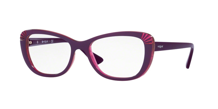 Vogue VO5049 Butterfly Eyeglasses  2430-DARK FUXIA/FUXIA TR/GLITTER 54-17-135 - Color Map purple/reddish